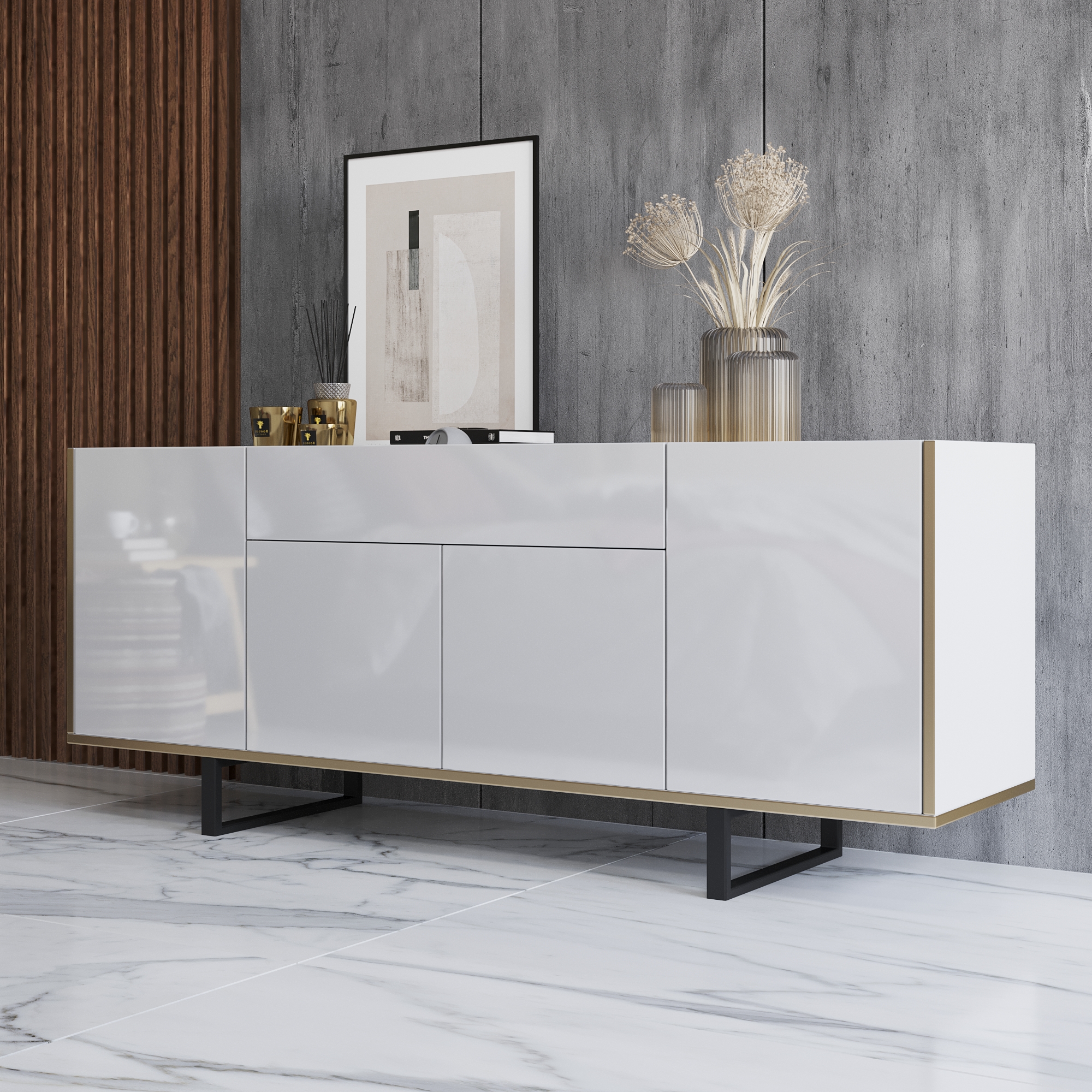Skyler Designs Gloss White TV Stand