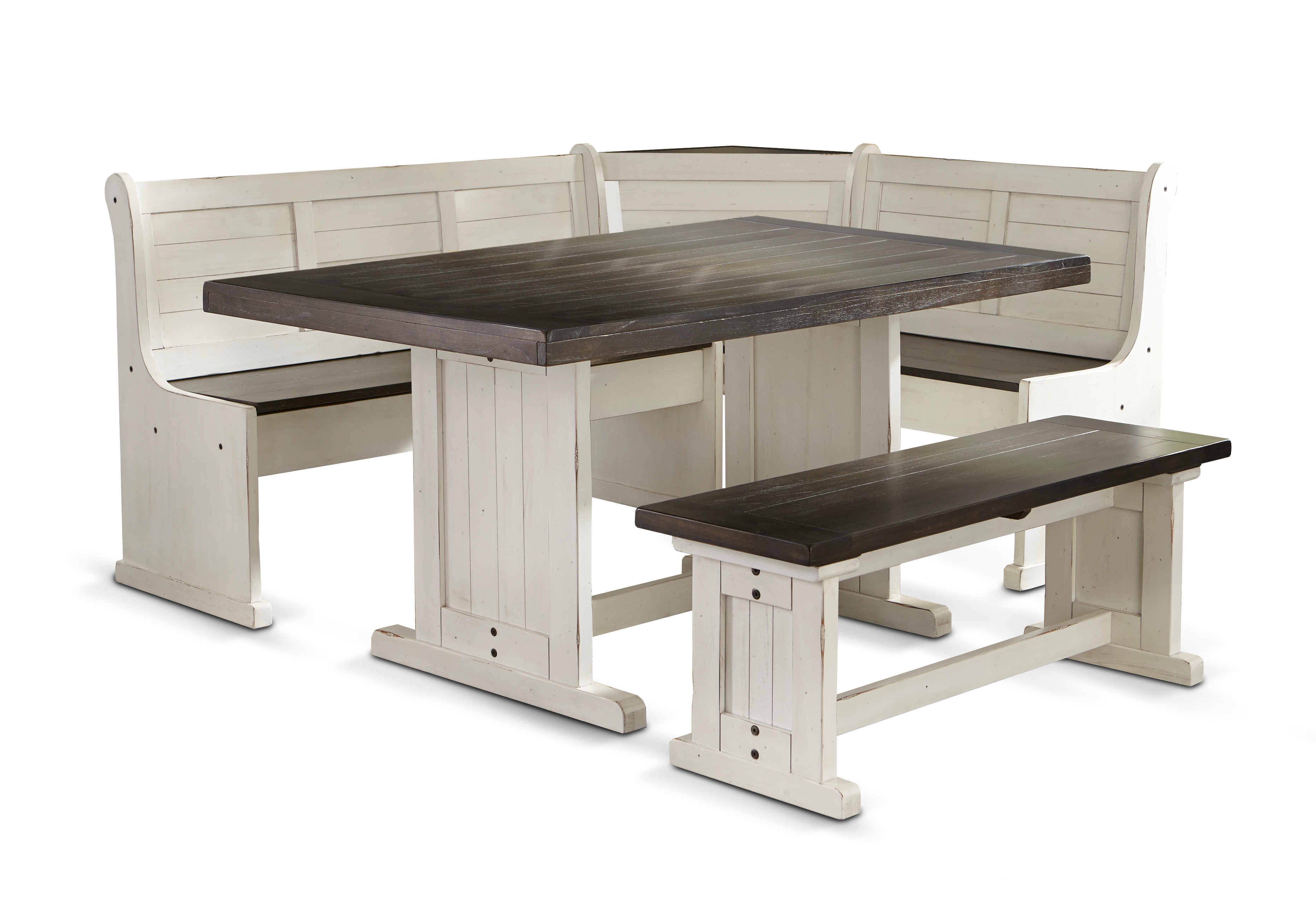 Purity Craft Carriage House White Dark Brown Breakfast Nook Dining Set