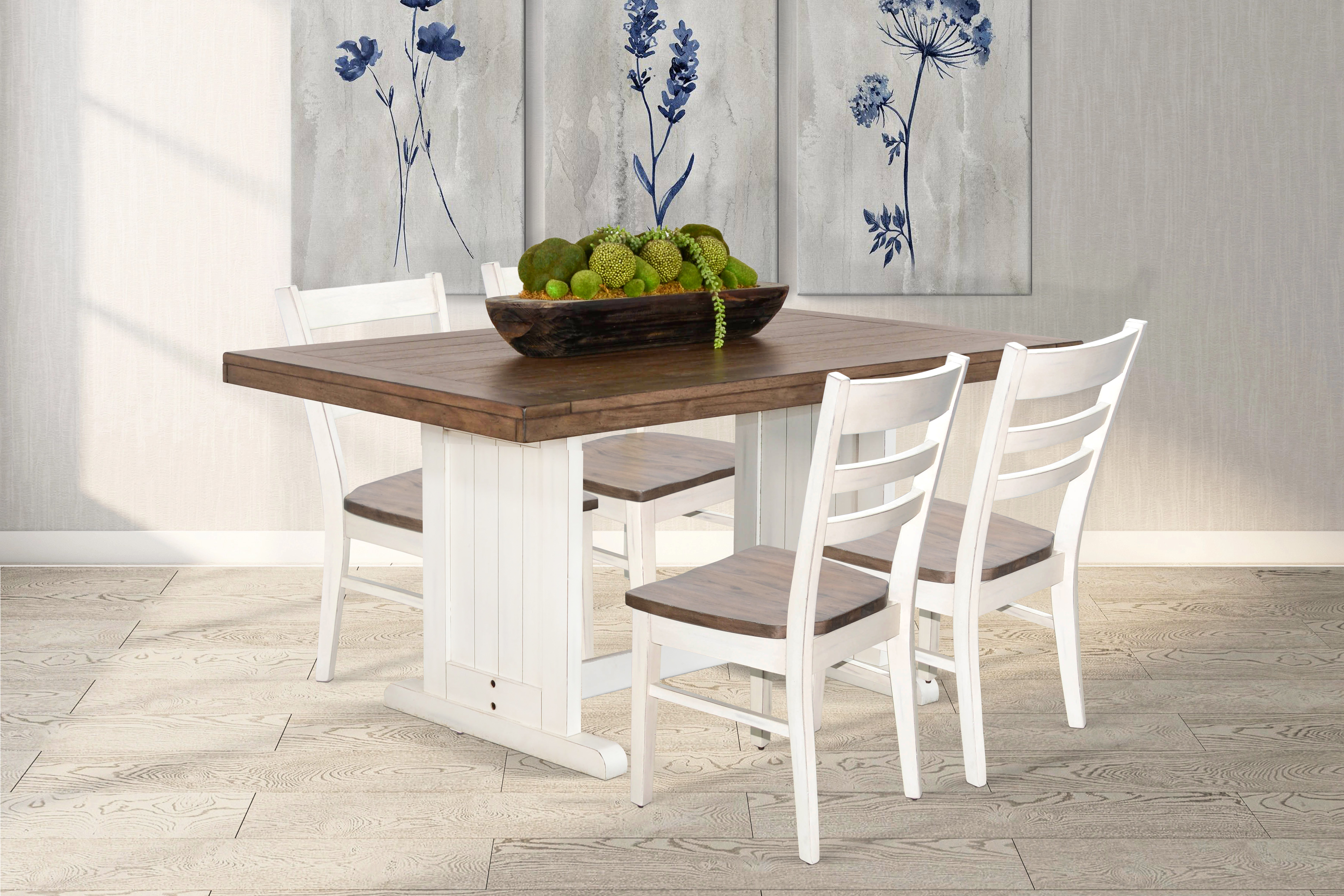 Purity Craft Pasadena White Buck Skin 5pc Dining Room Set