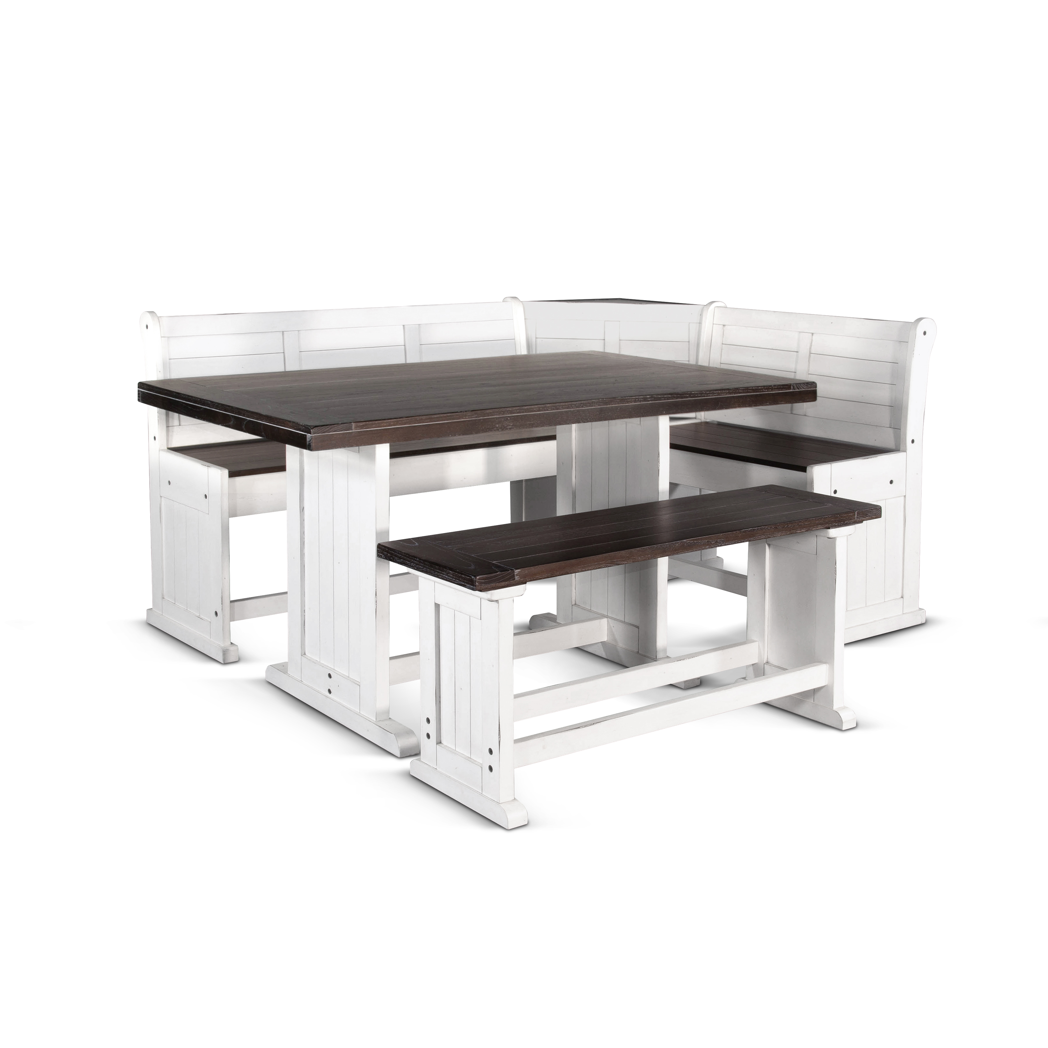 Purity Craft Carriage House White Dark Brown Counter Height Breakfast Nook ...