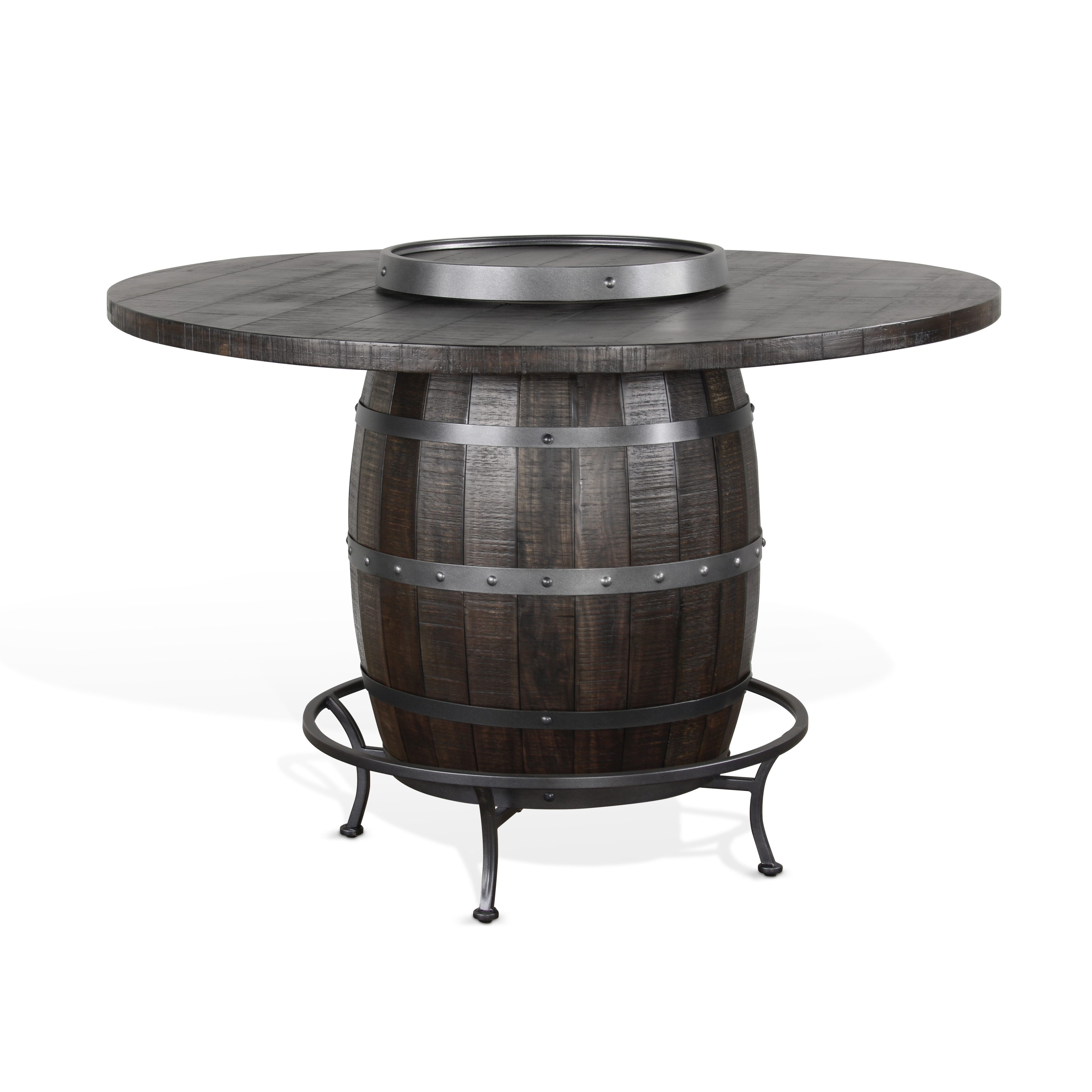 Purity Craft Homestead Tobacco Round Pub Table with Wine Barrel Base