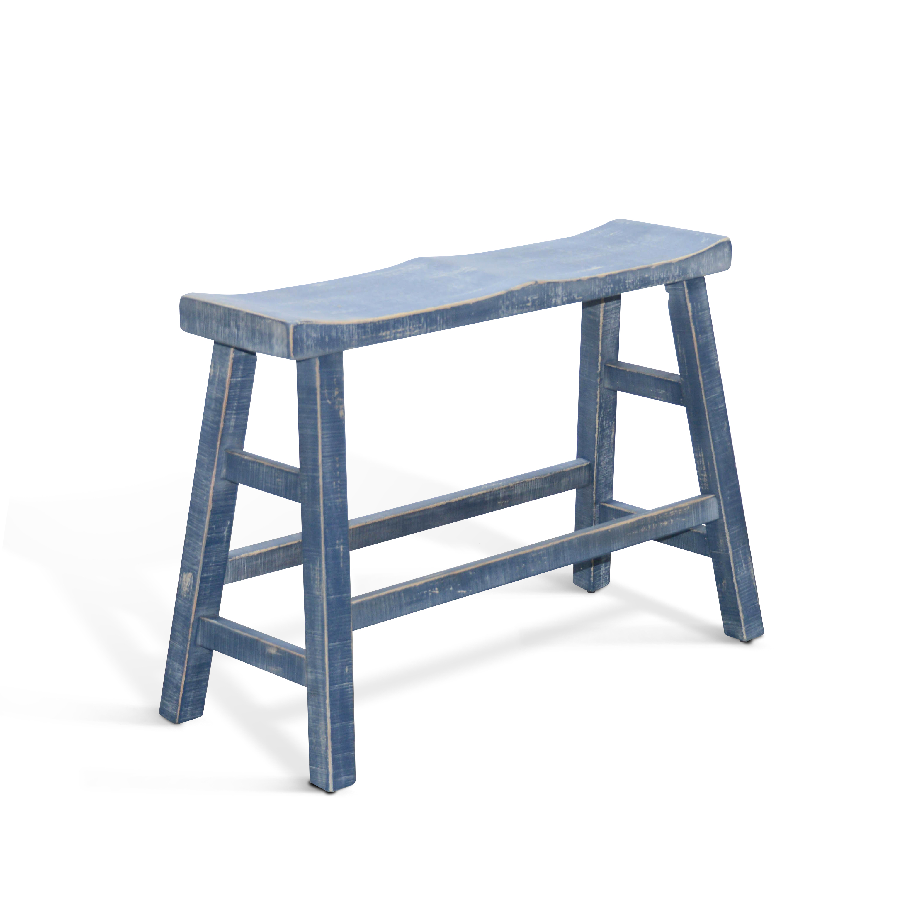 Purity Craft Marina Ocean Blue Counter Bench with Wood Seat