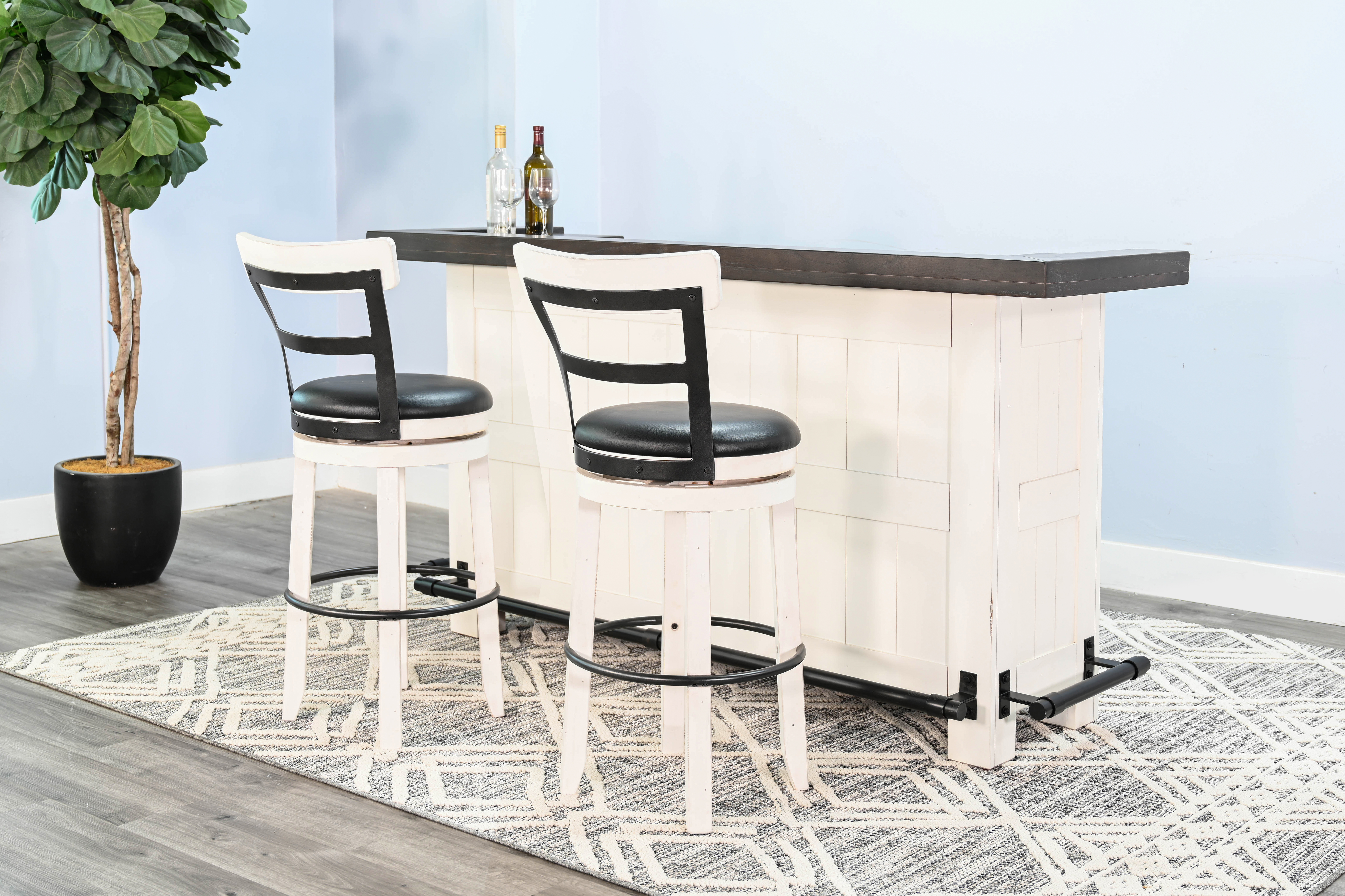 Purity Craft Carriage House Dark Brown White 78 Inch Home Bar Table