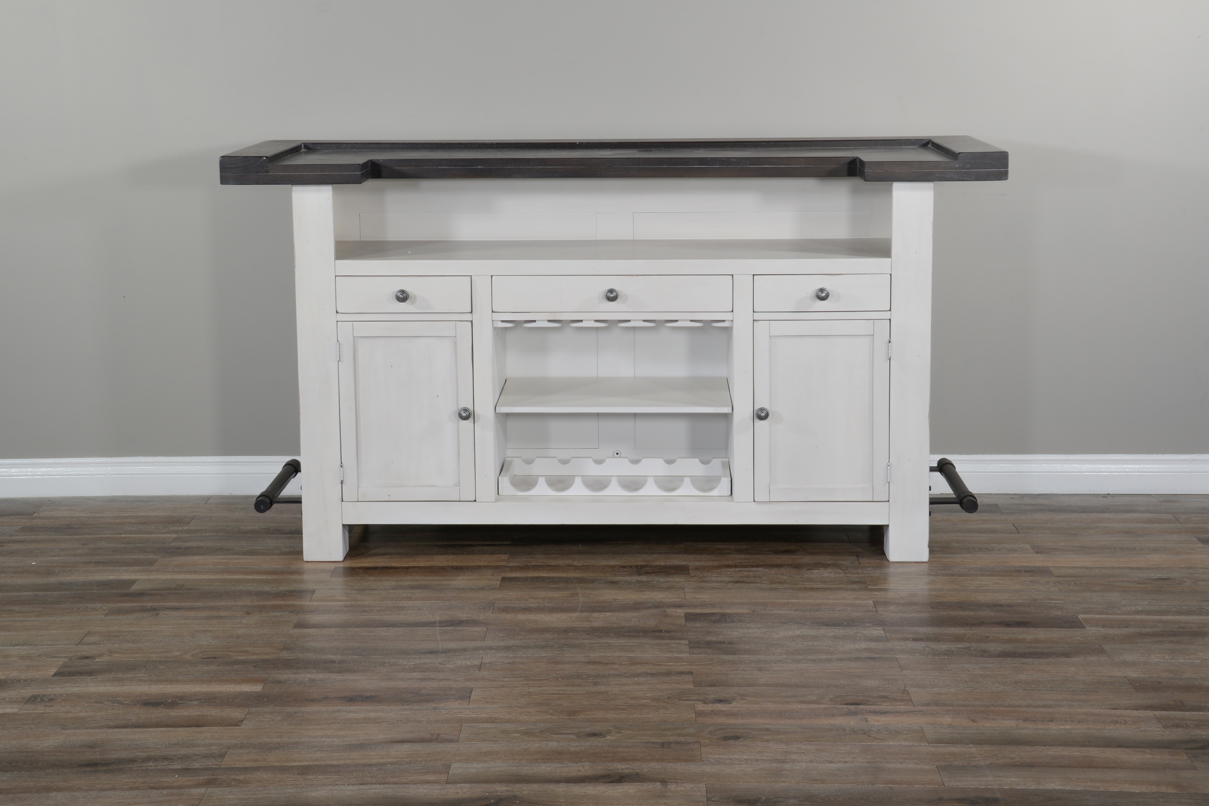 Purity Craft Carriage House Dark Brown White 78 Inch Home Bar Table