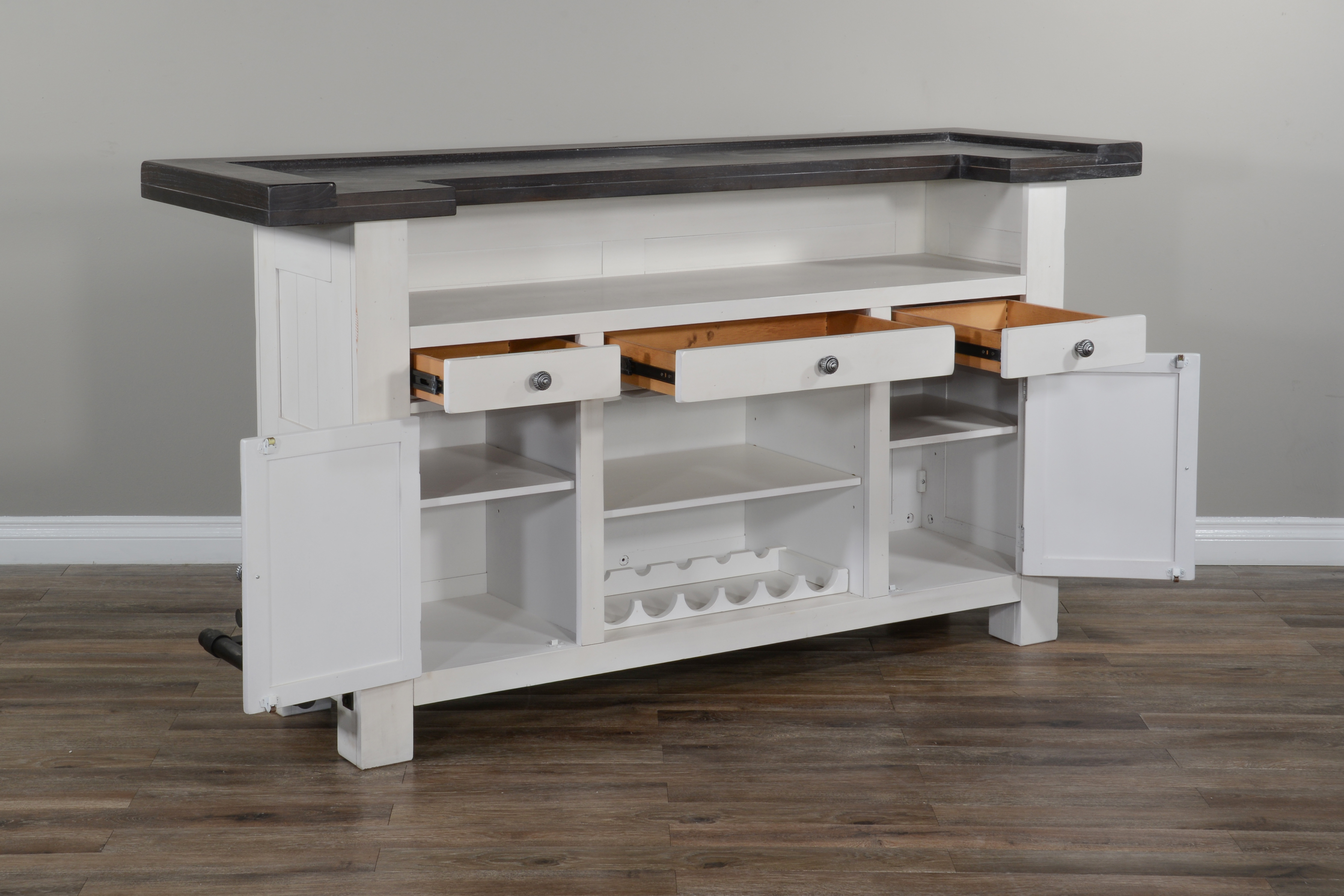 Purity Craft Carriage House Dark Brown White 78 Inch Home Bar Table