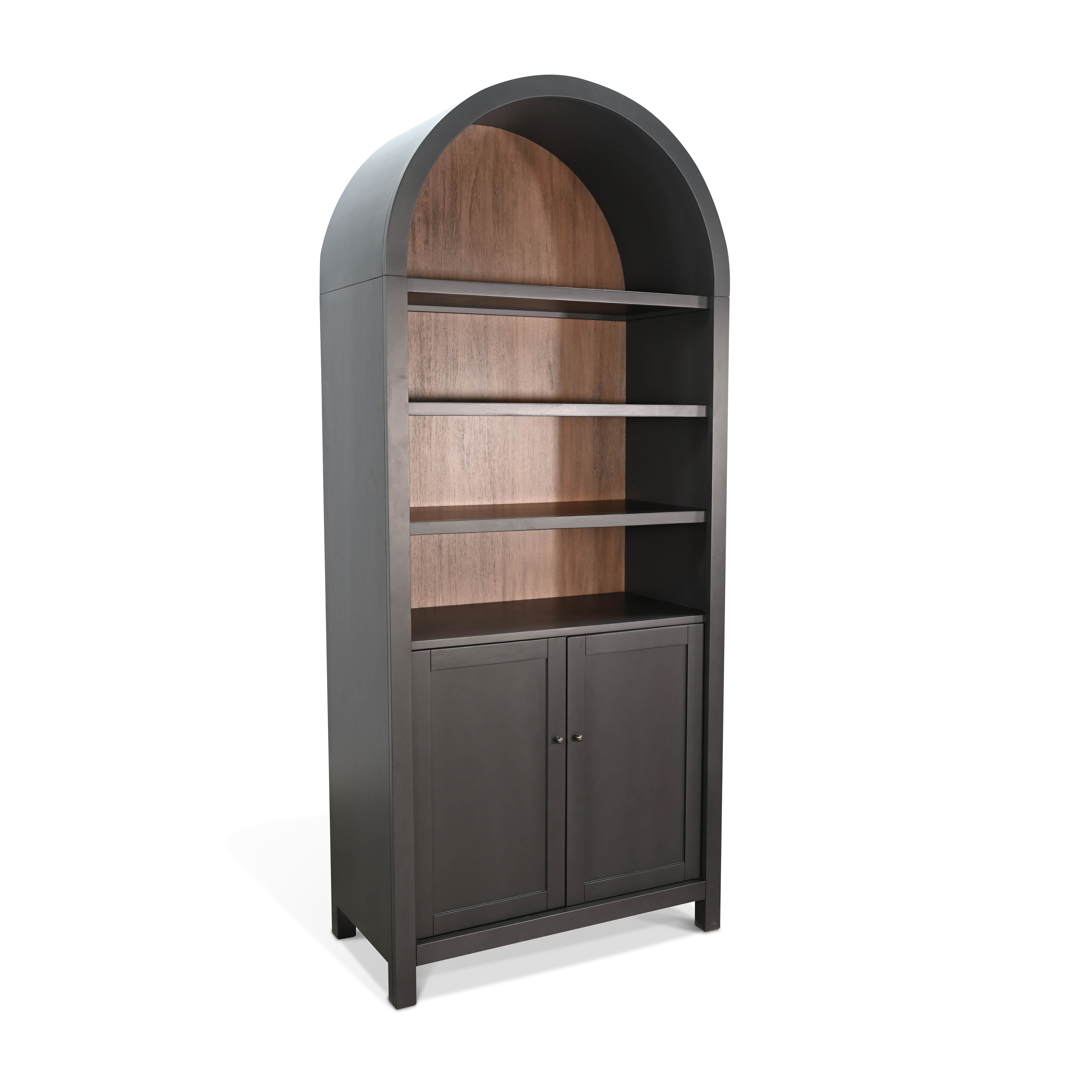Purity Craft Black Arched Display Cabinet with Doors