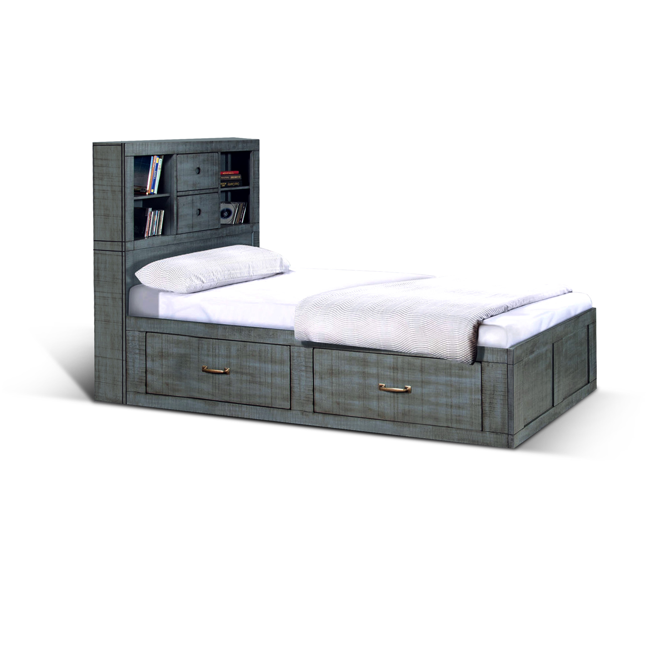 Purity Craft Flex Life Ranch House Blue Twin Captains Bookcase Storage Bed