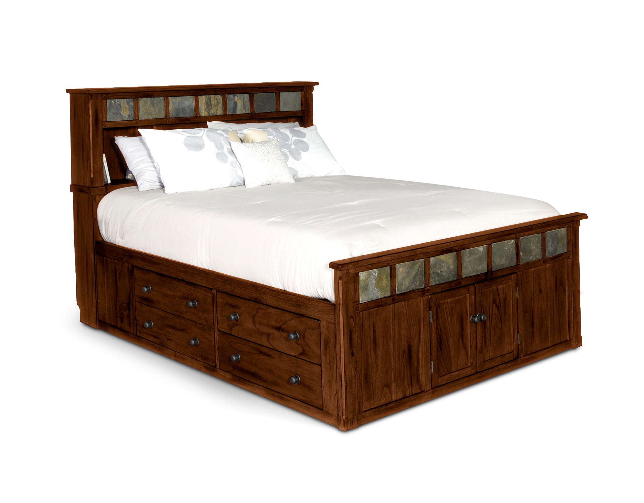 Purity Craft Santa Fe Dark Chocolate King Storage Bed with Slate