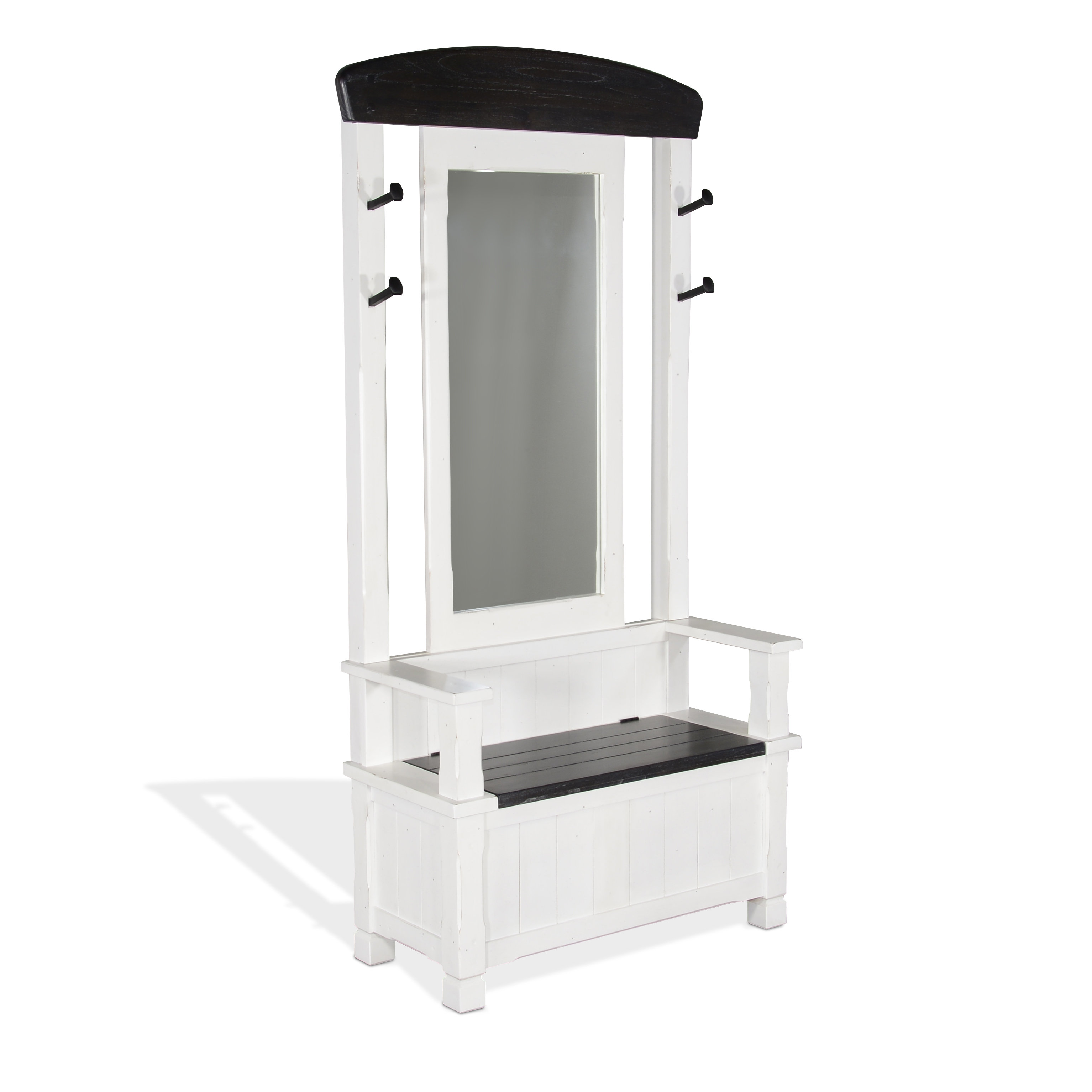 Purity Craft Carriage House White Dark Brown 78 Inch 4 Hook Hall Tree