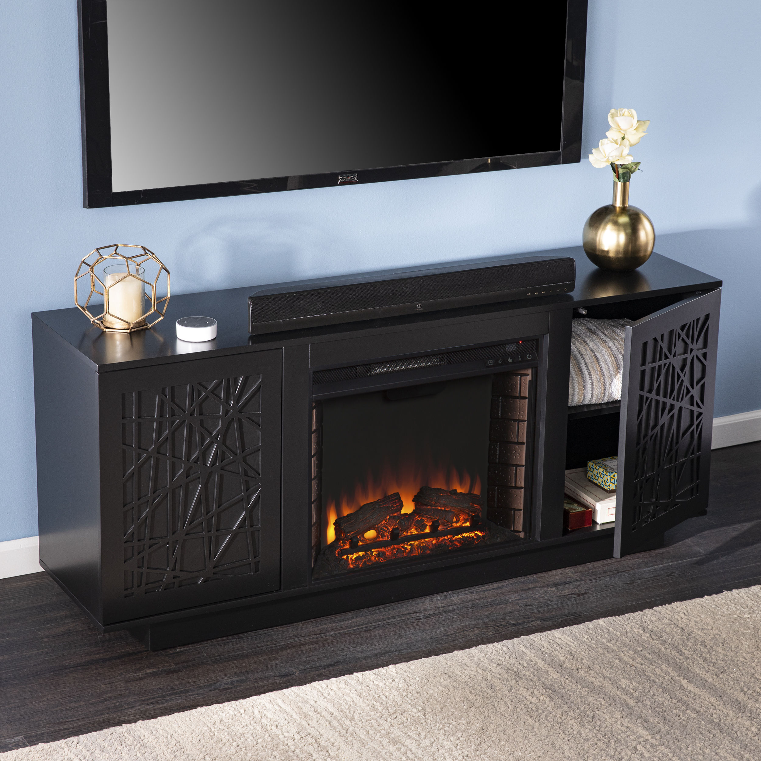 Southern Enterprises Delgrave Electric Media Fireplace - Thumbnail 3