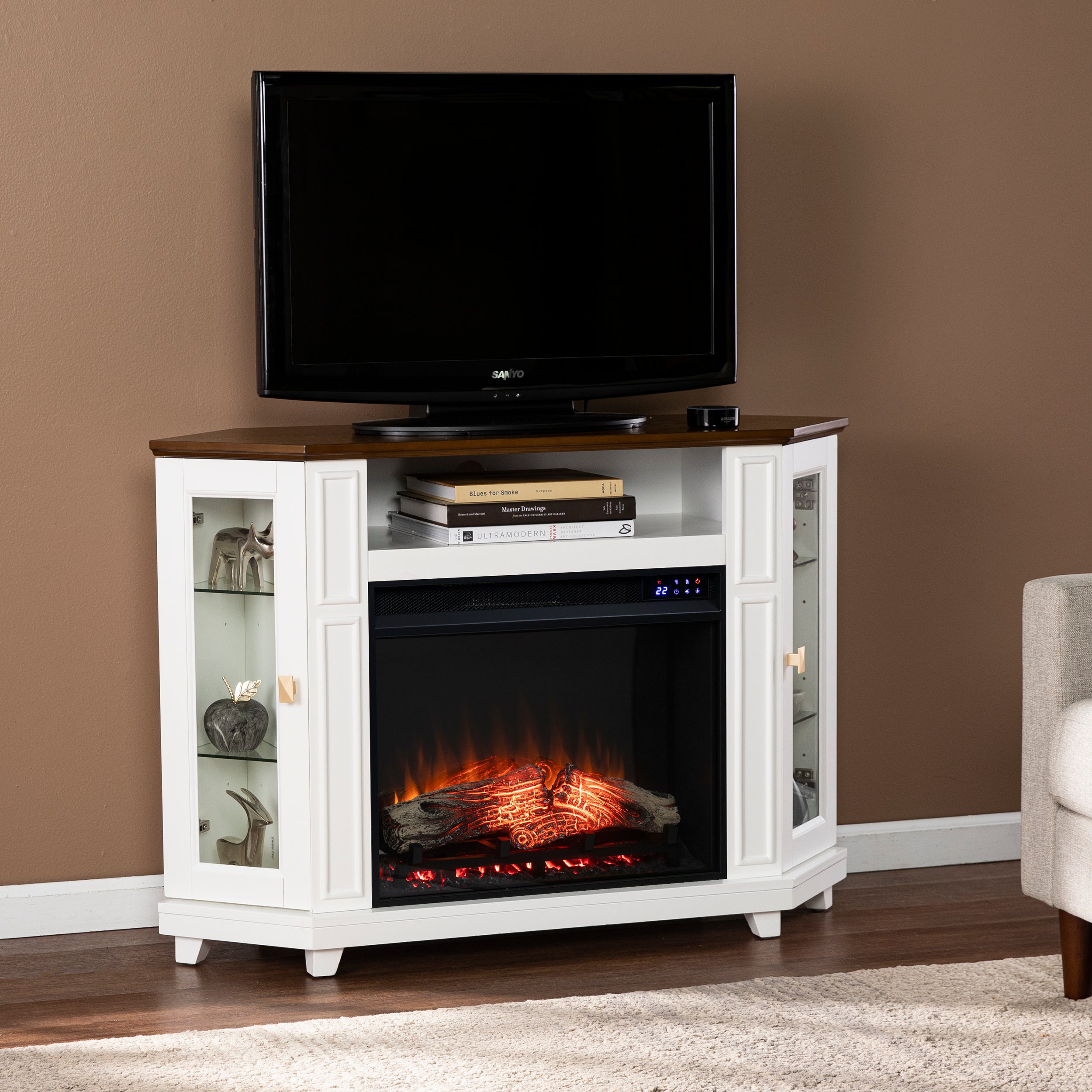 Southern Enterprises Dilvon Electric Media Fireplace TV Stand - Thumbnail 3