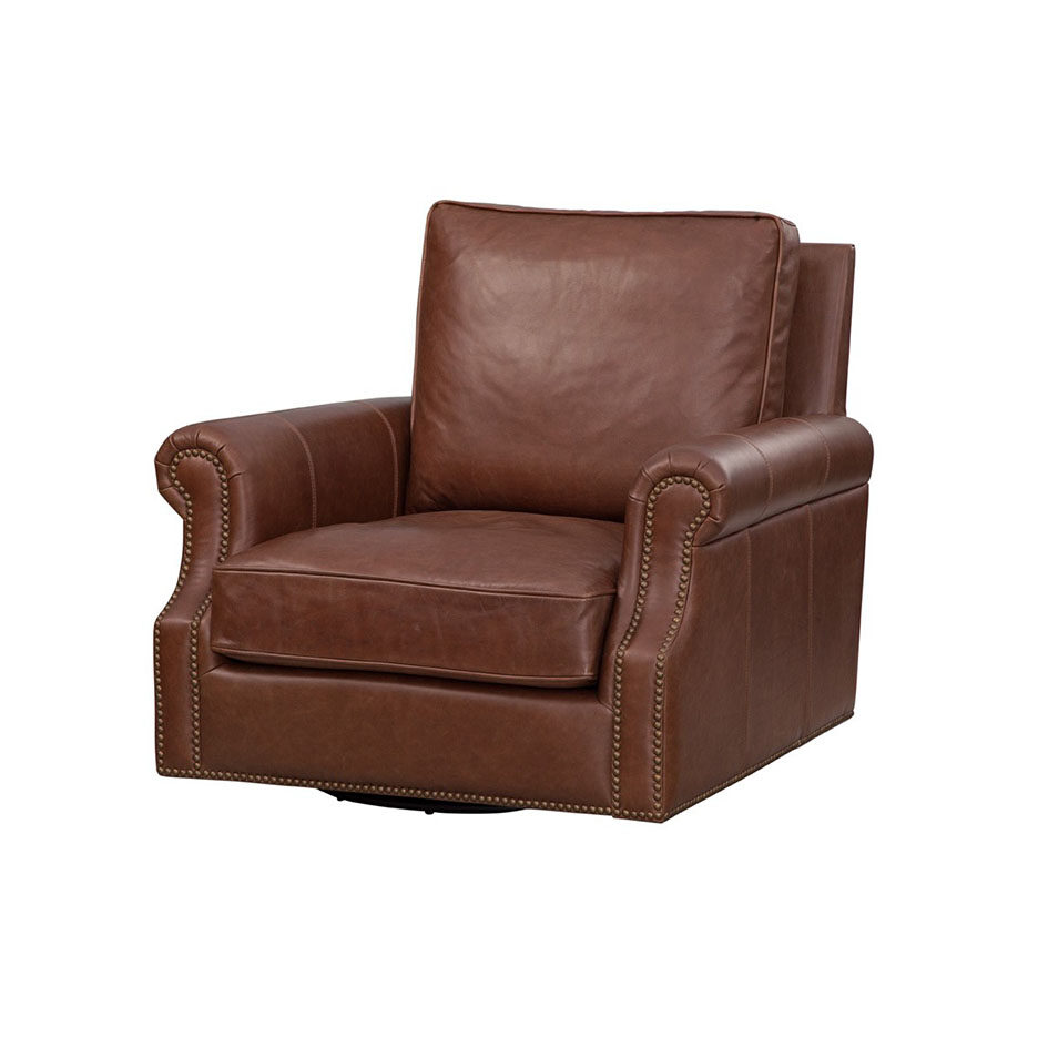 Spectra Home Shelley Chaps Havana Brown Swivel Chair