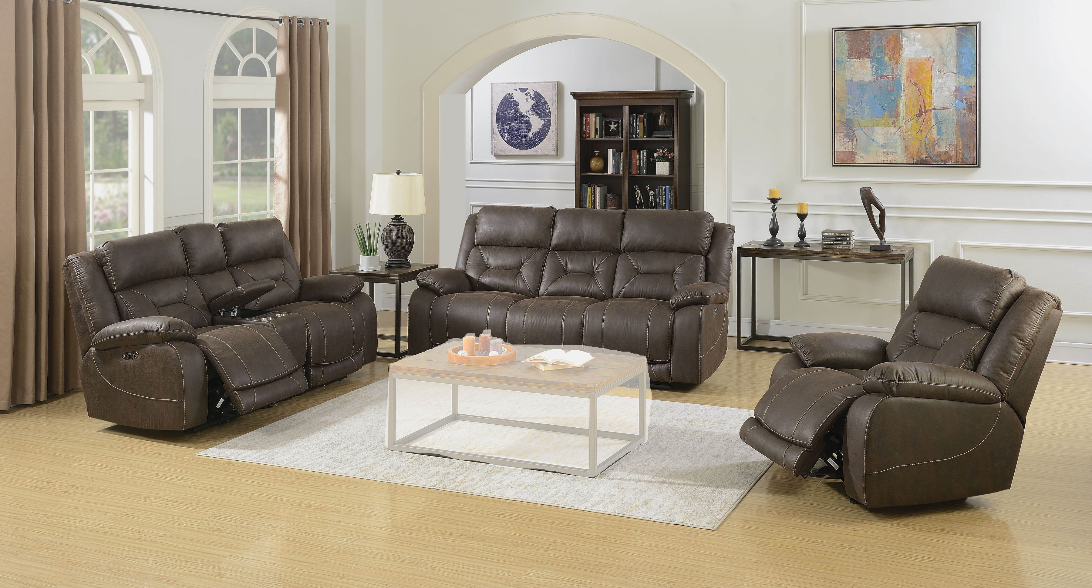 Steve Silver Aria Saddle Brown 3pc Living Room Set