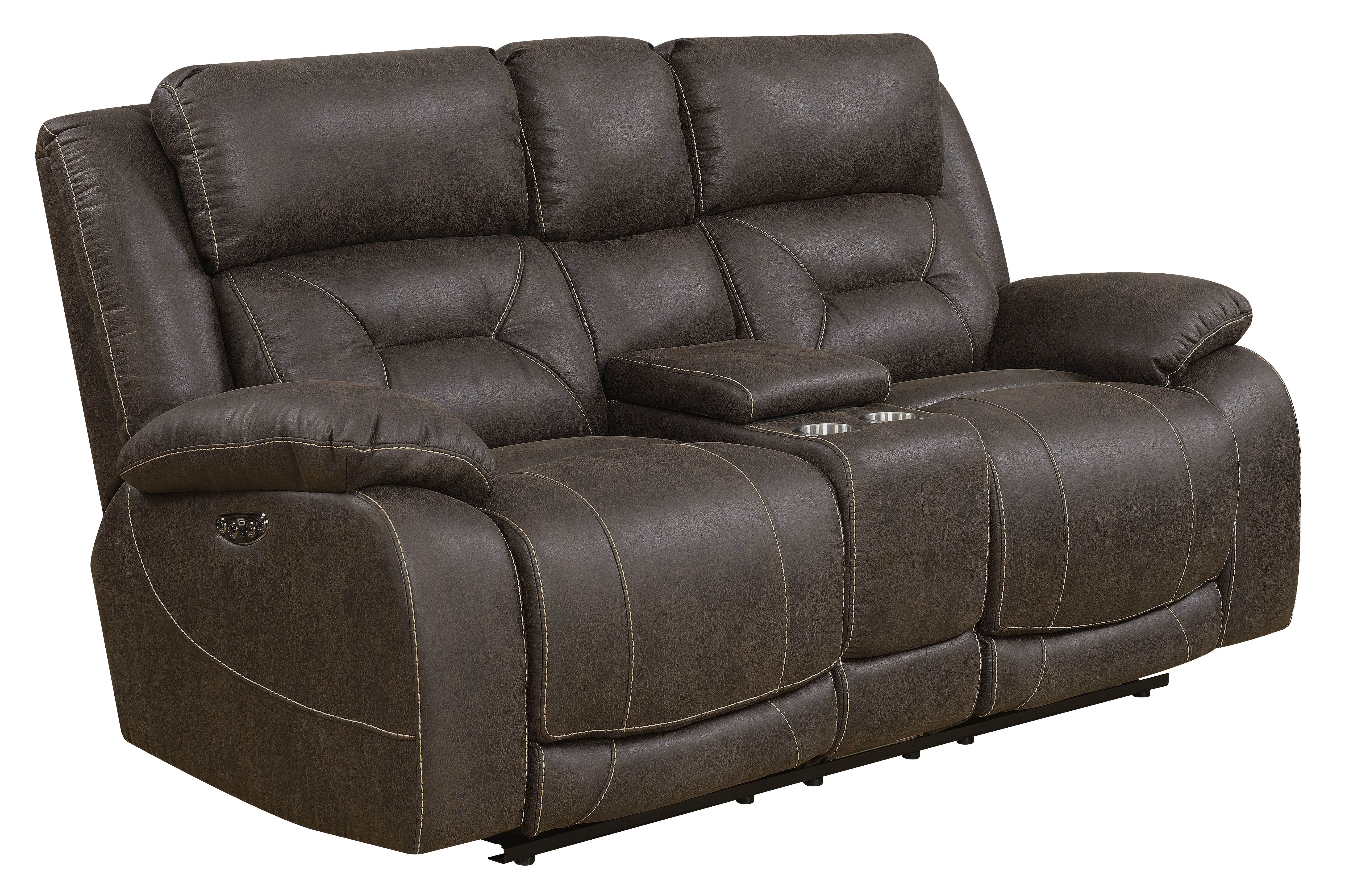 Steve Silver Aria Saddle Brown Power Recliner Console Loveseat