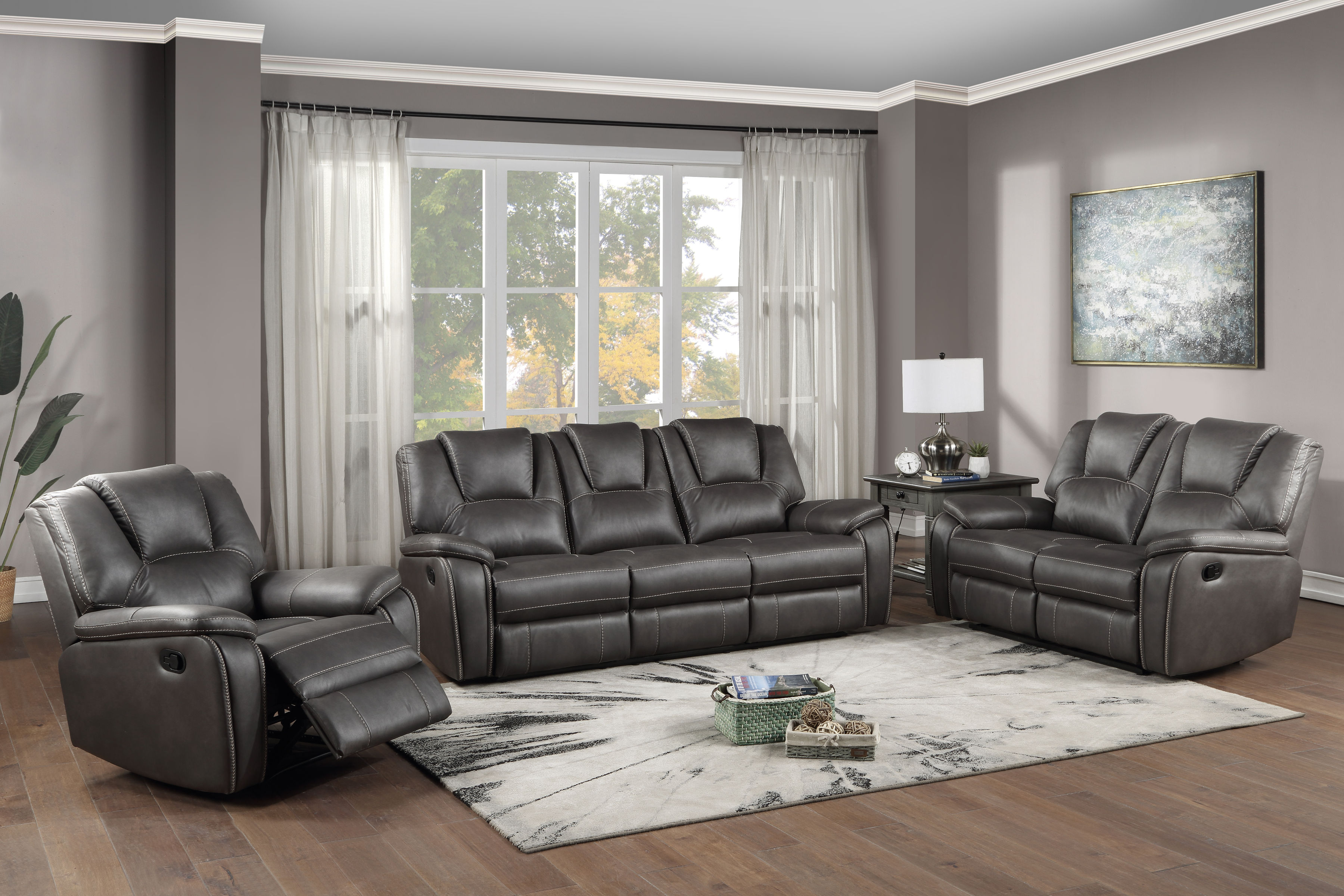 Steve Silver Katrine Charcoal 3pc Living Room Set