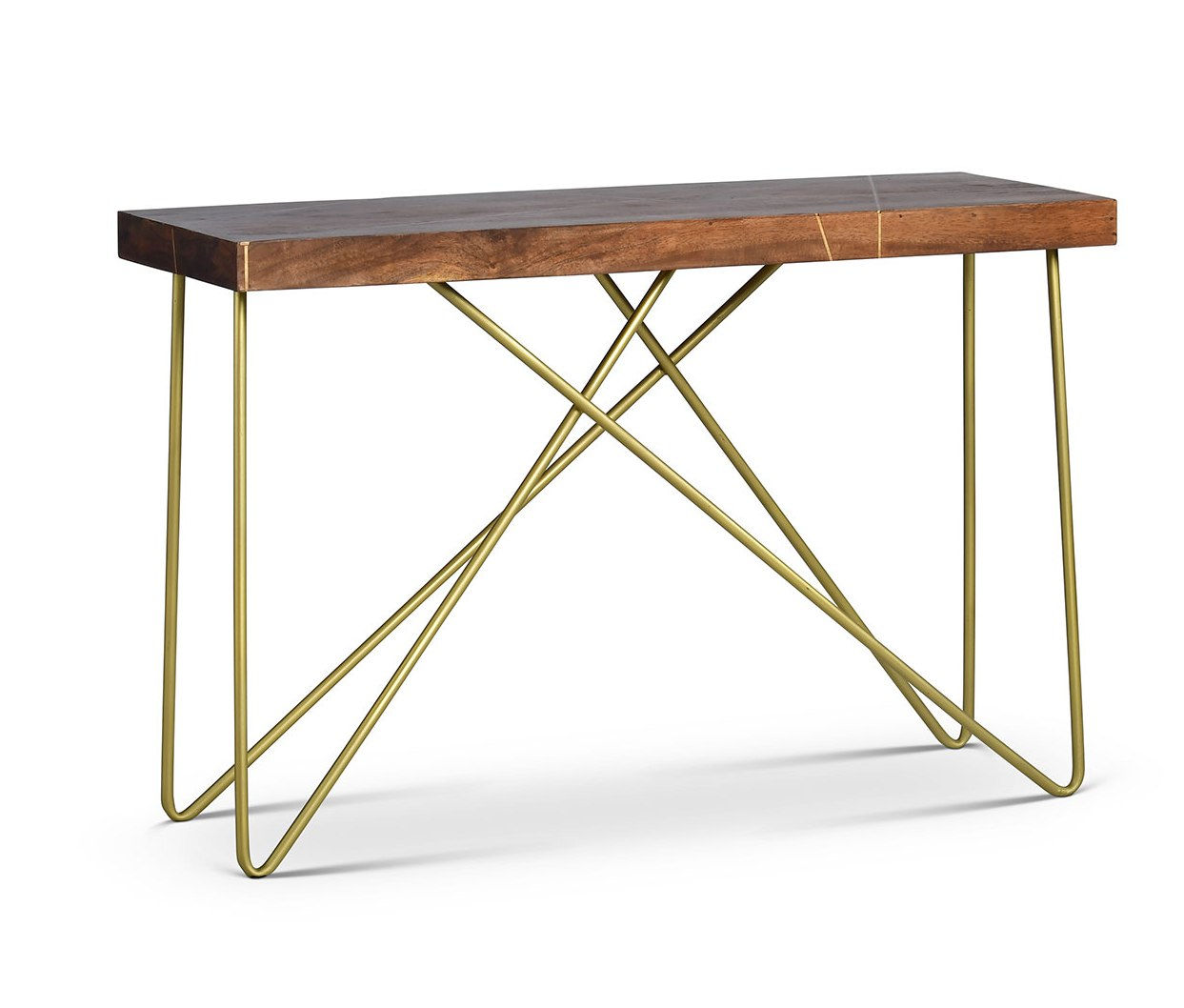 Steve Silver Walter Warm Pine Brass Inlay Sofa Table