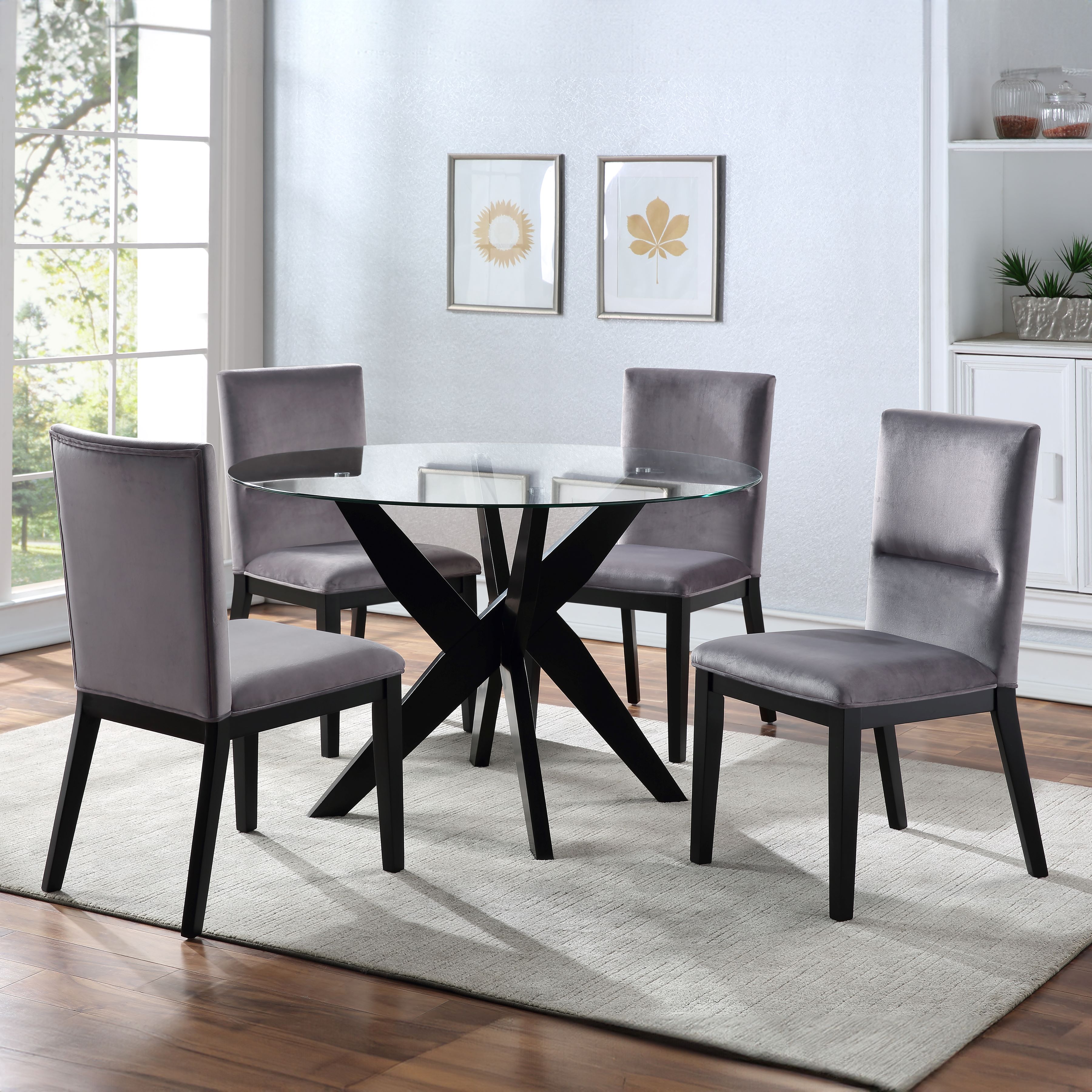 Steve Silver Amalie Gray Black 5pc Dining Room Set