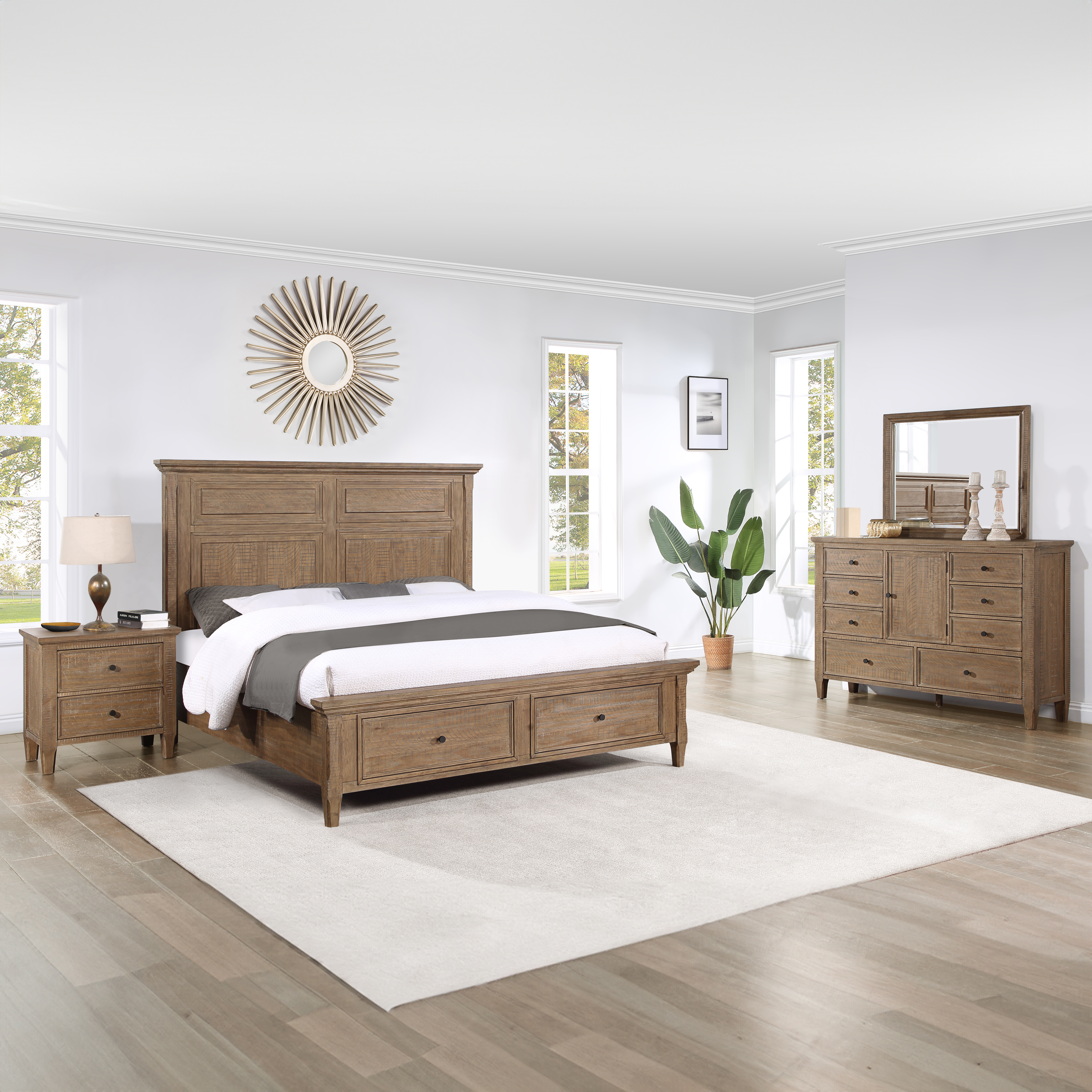 Steve Silver Riverdale Driftwood 4pc Queen Storage Bedroom Set
