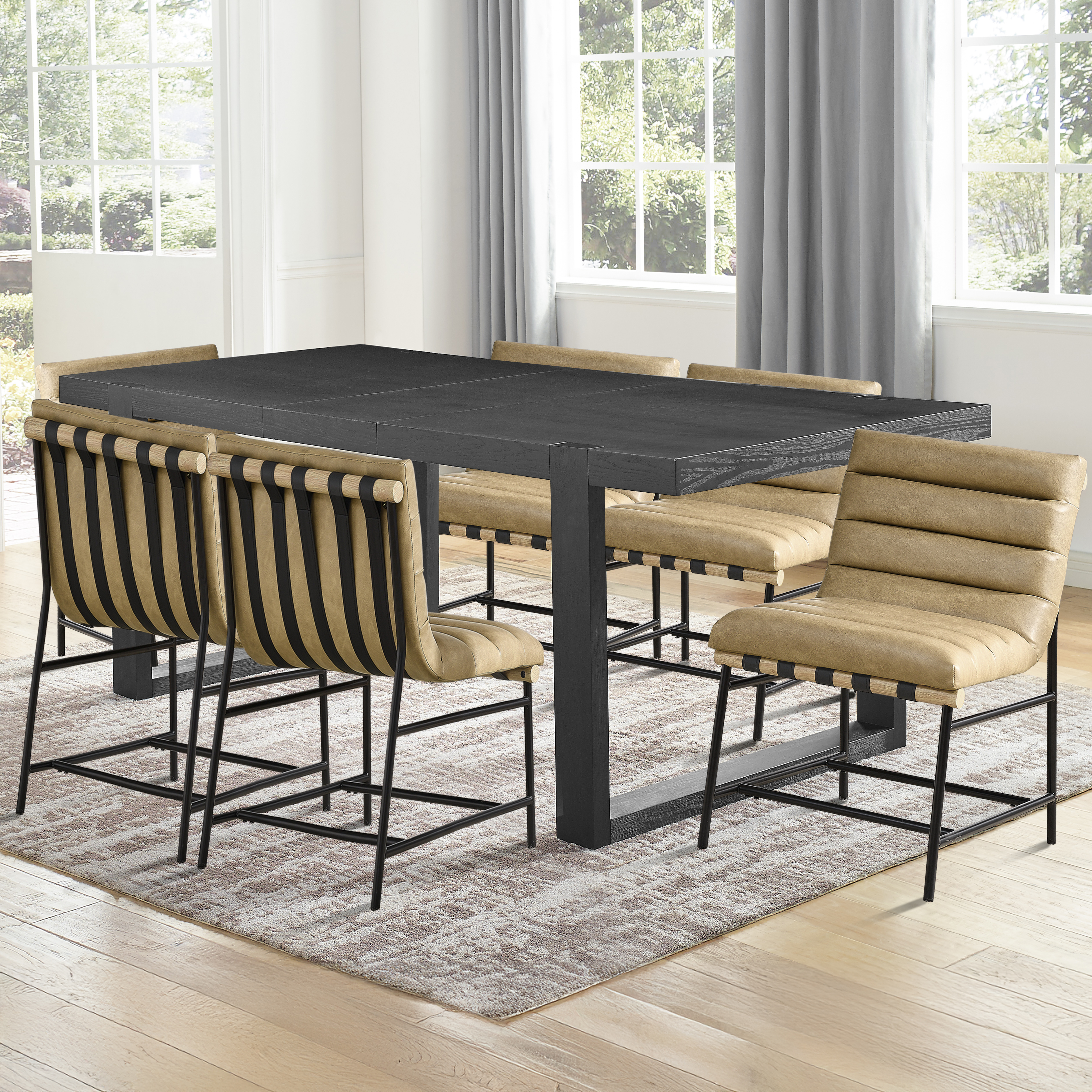 Steve Silver Yves Black Sand 7pc Dining Set