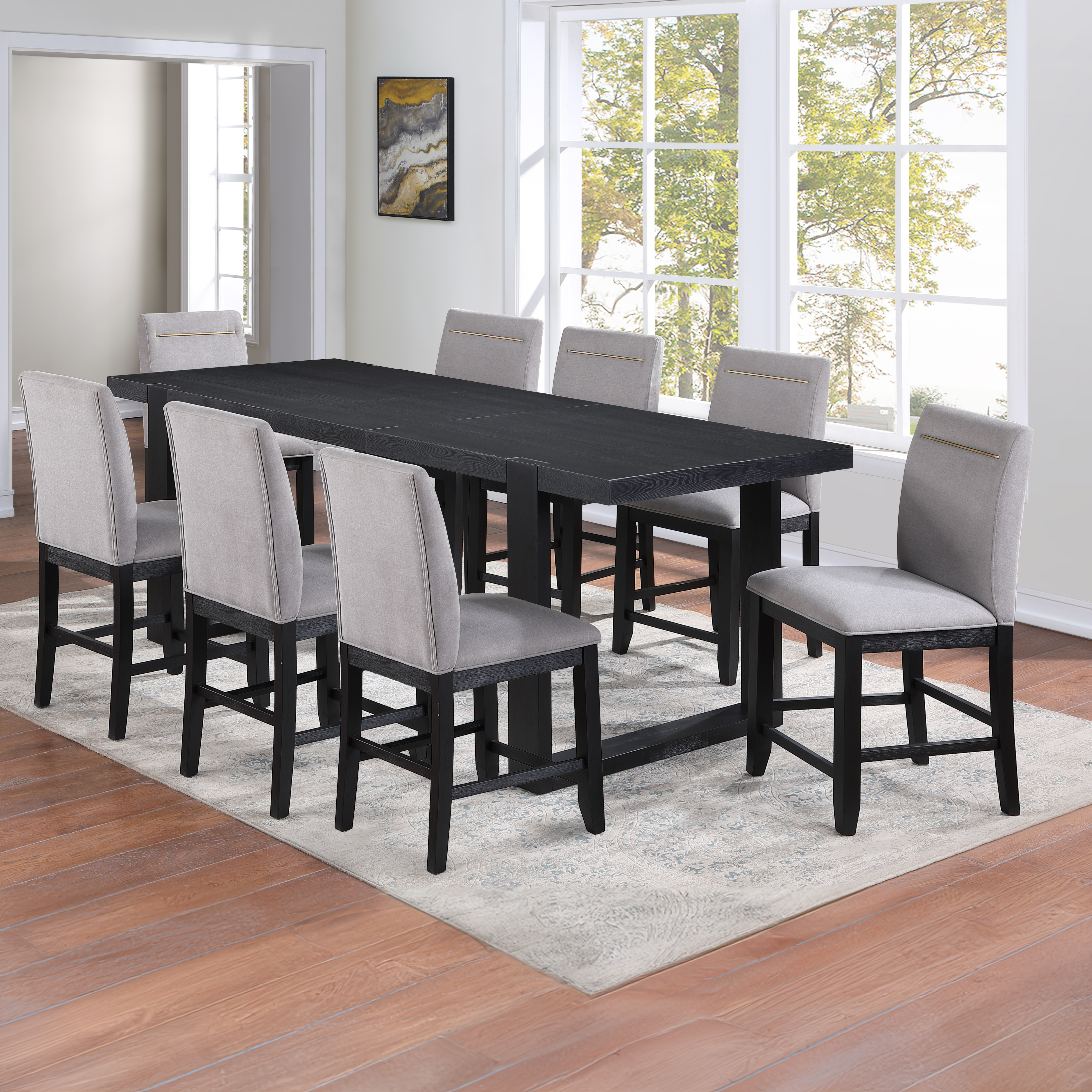Steve Silver Yves Grey Black 9pc Counter Set