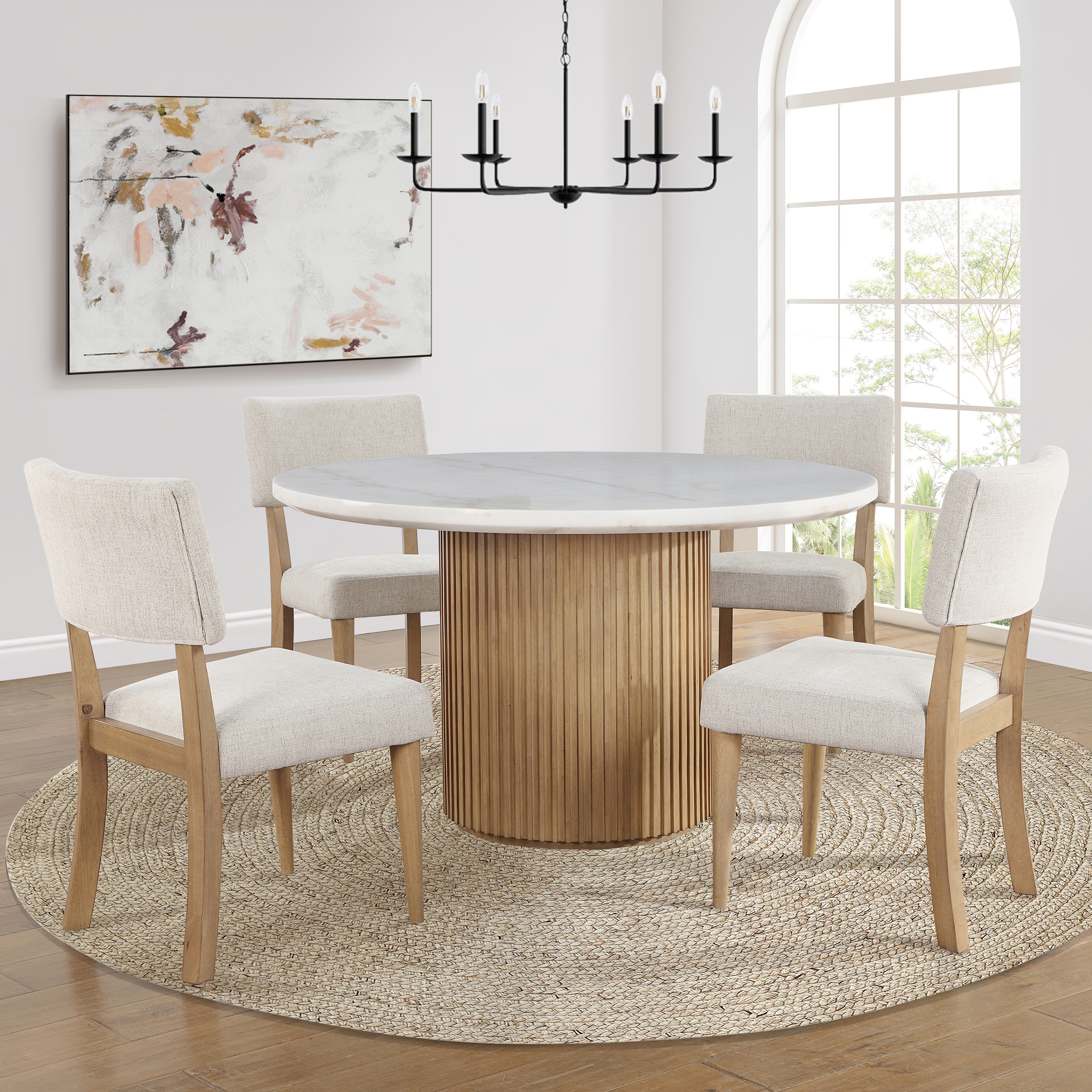 Steve Silver Colvin Brown White Marble 5pc Dining Set