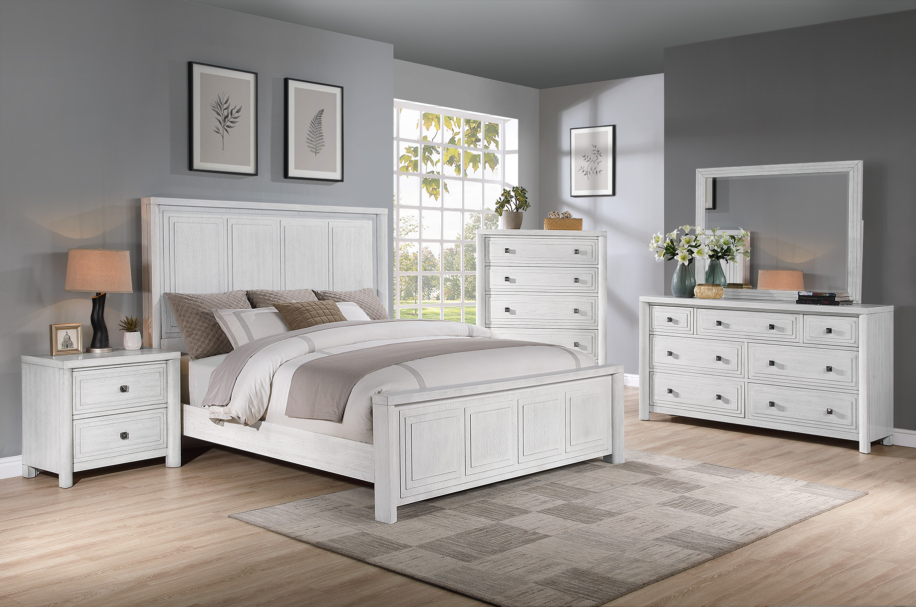Sunset Trading Dover Dove White 5pc Queen Bedroom Set