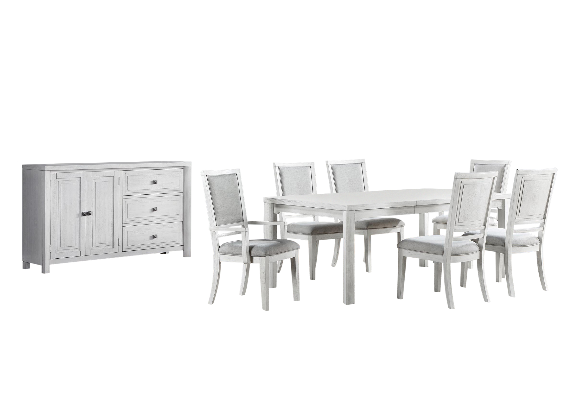 Sunset Trading Dover Dove White 8pc Dining Room Set