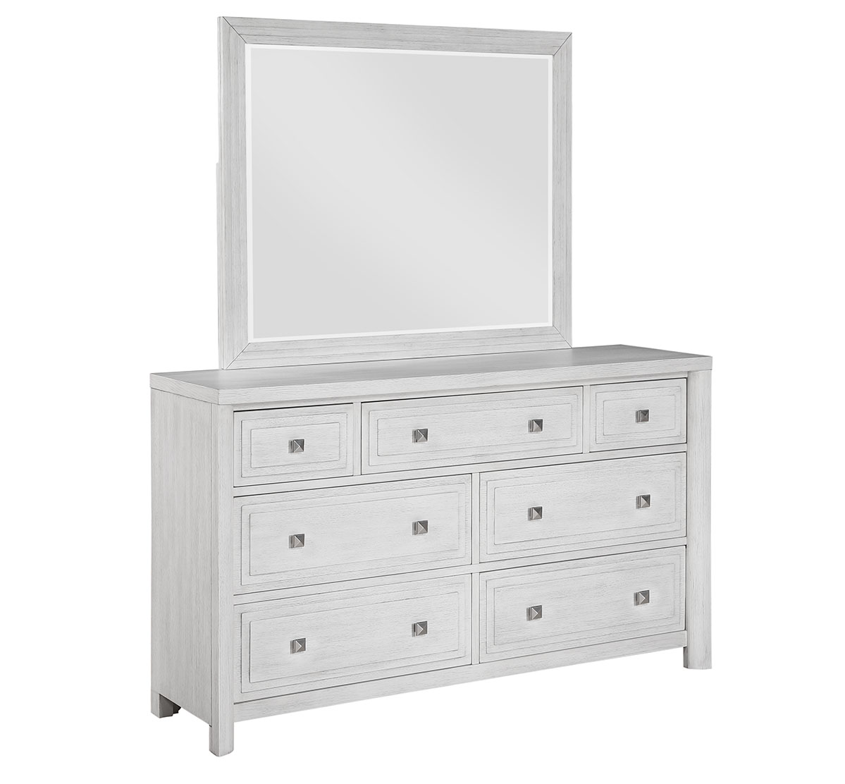 Sunset Trading Dover Dove White 7 Drawer Dresser and Mirror