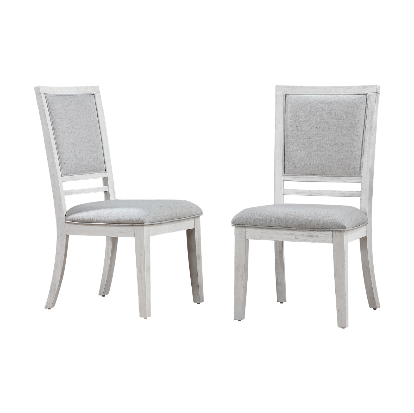 2 Sunset Trading Dover Dove White Padded Upholstered Seat and Back Dining S...