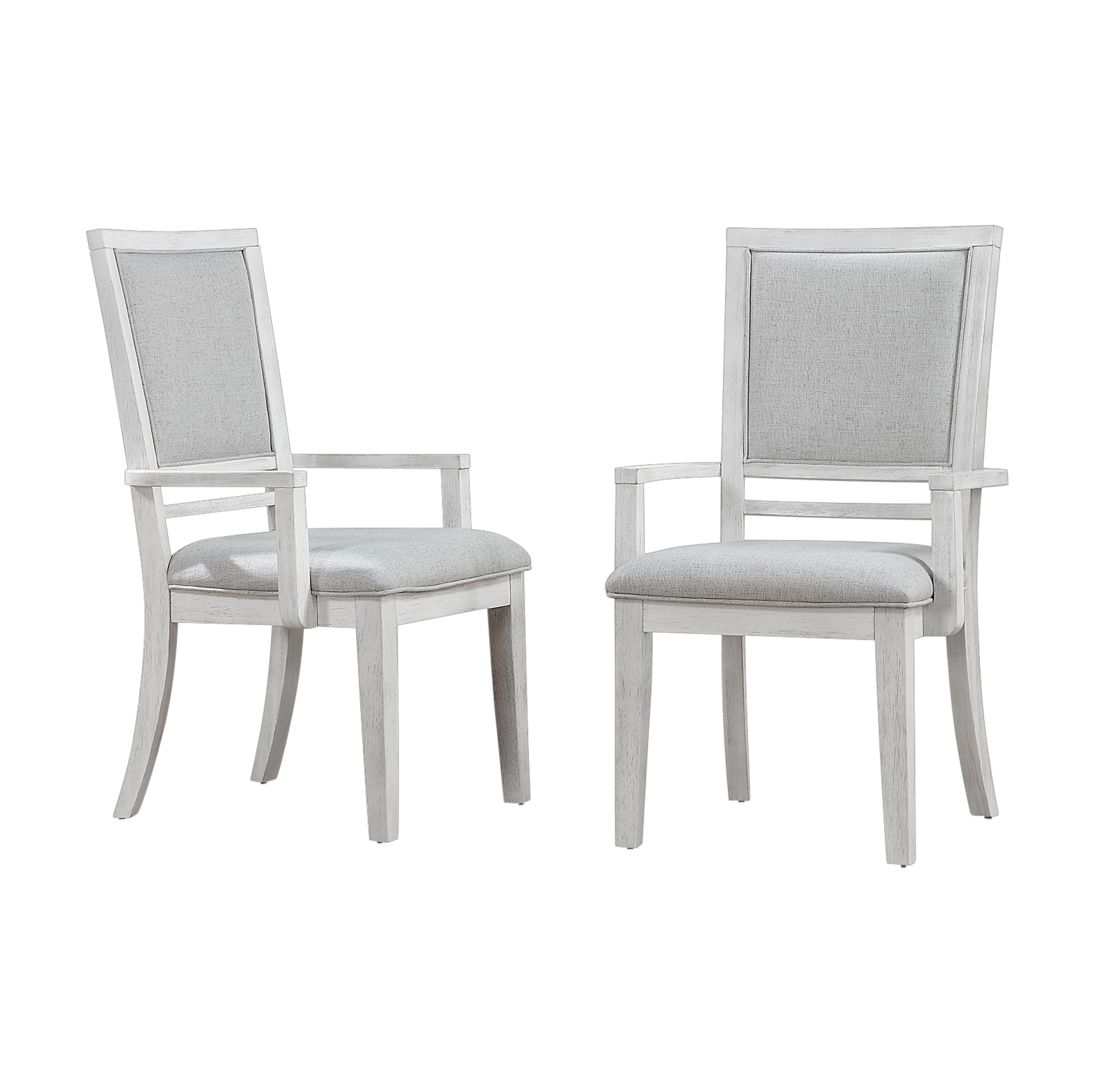 2 Sunset Trading Dover Dove White Padded Upholstered Seat and Back Dining A...