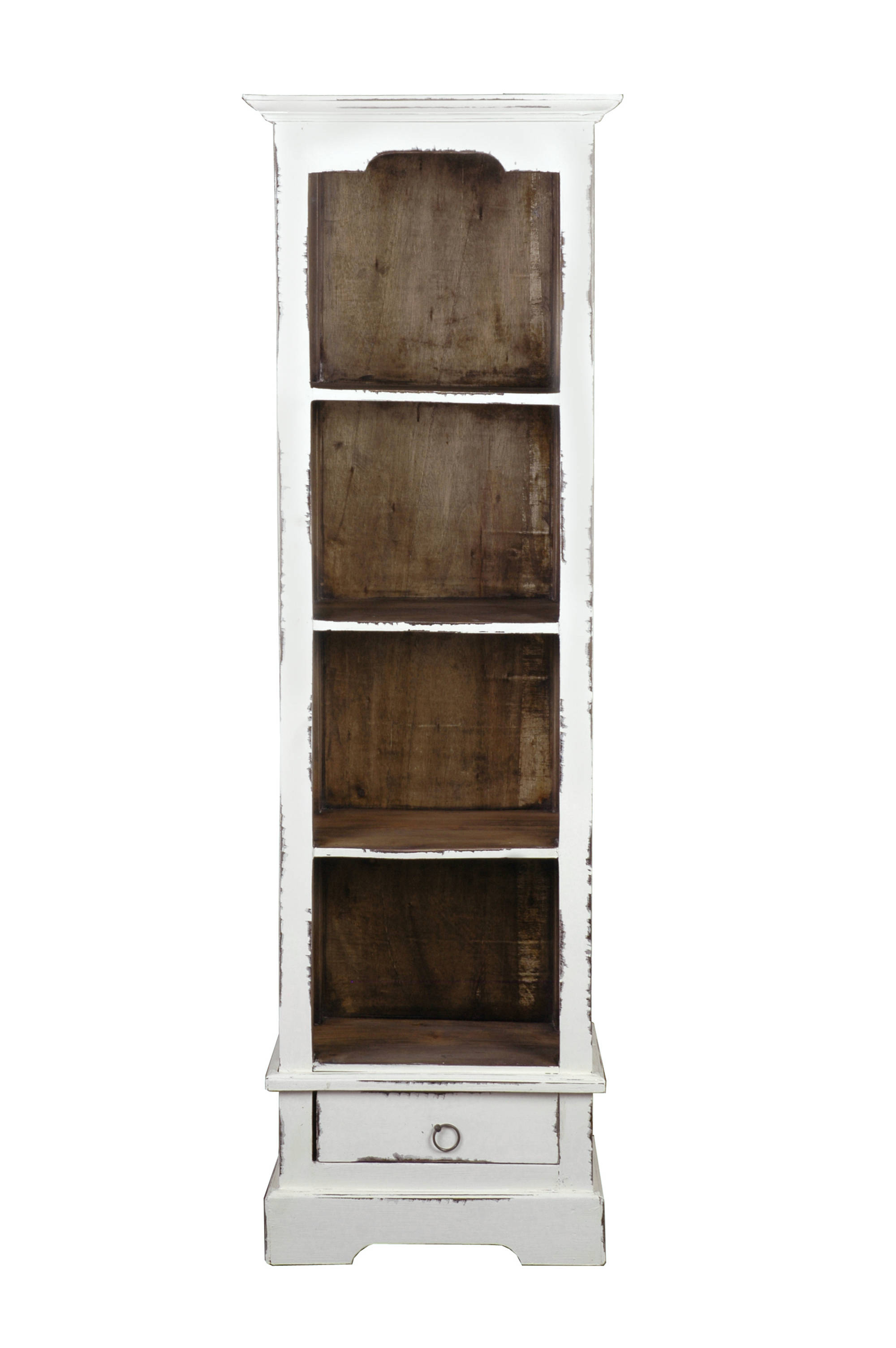 Sunset Trading Shabby Chic Cottage White Raftwood Brown Narrow Bookcase
