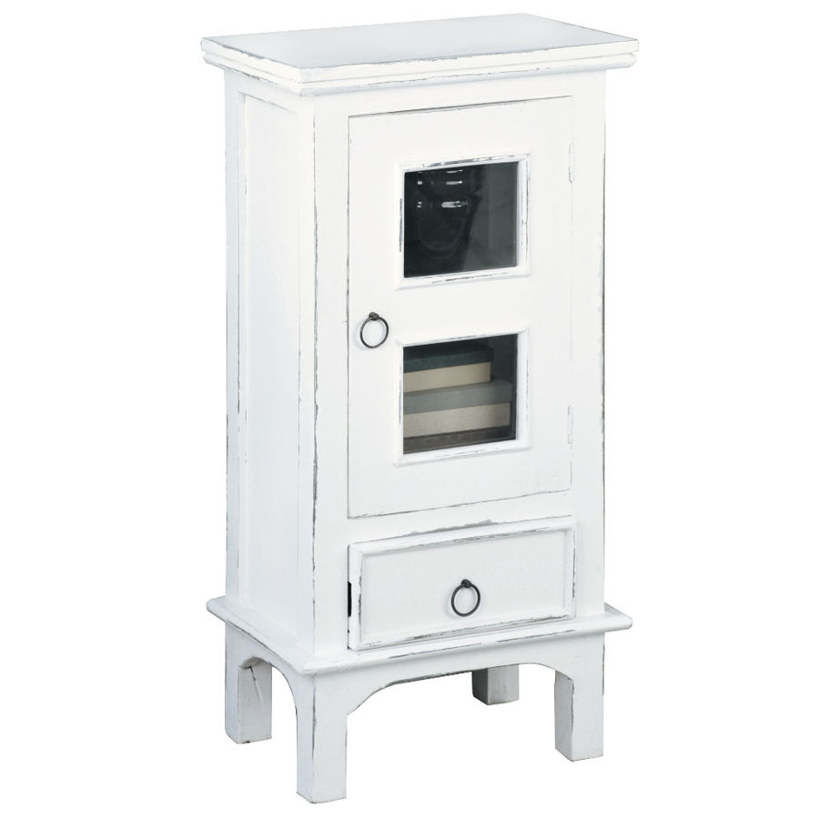 Sunset Trading Shabby Chic Cottage Distressed White One Door End Table