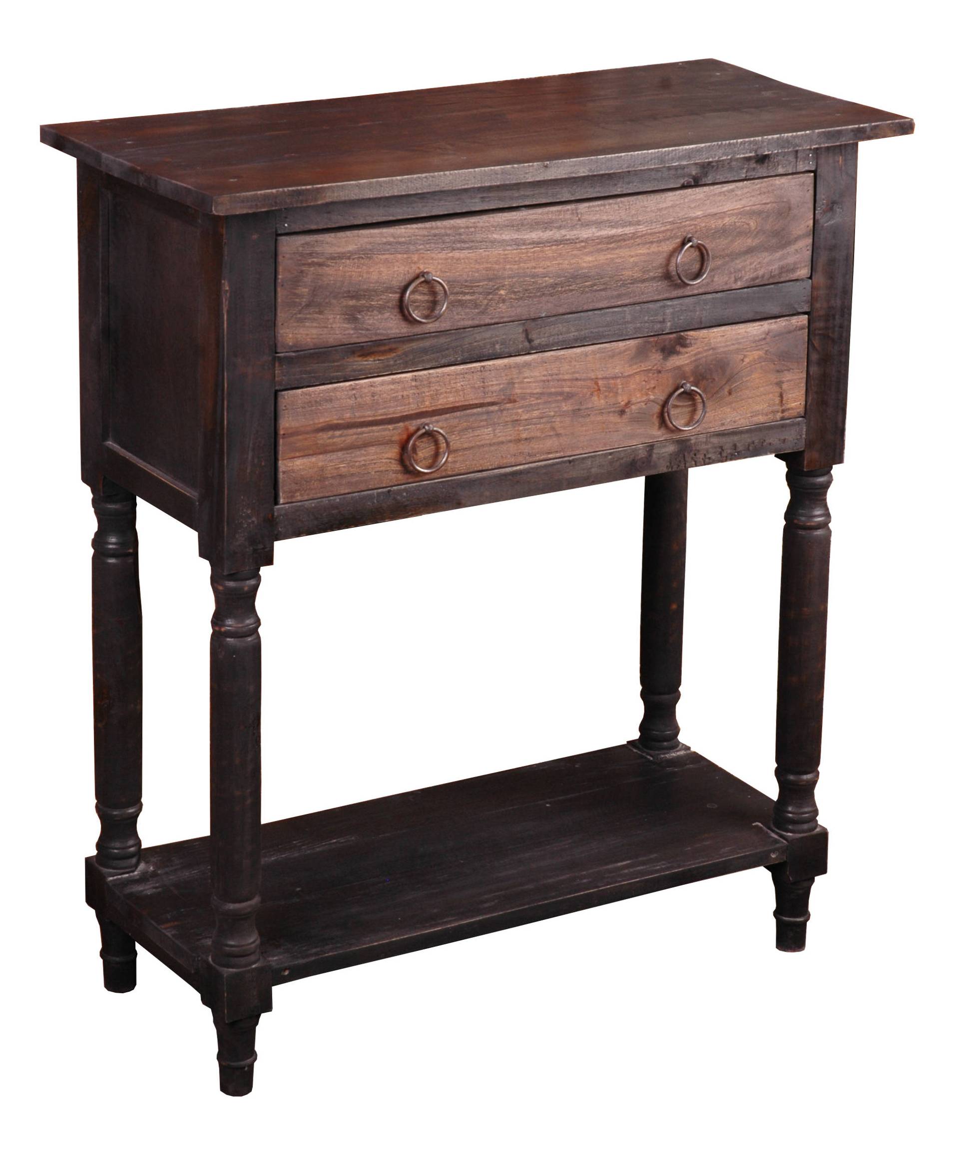 Sunset Trading Shabby Chic Cottage Black Brown Stacked Drawer Storage Table