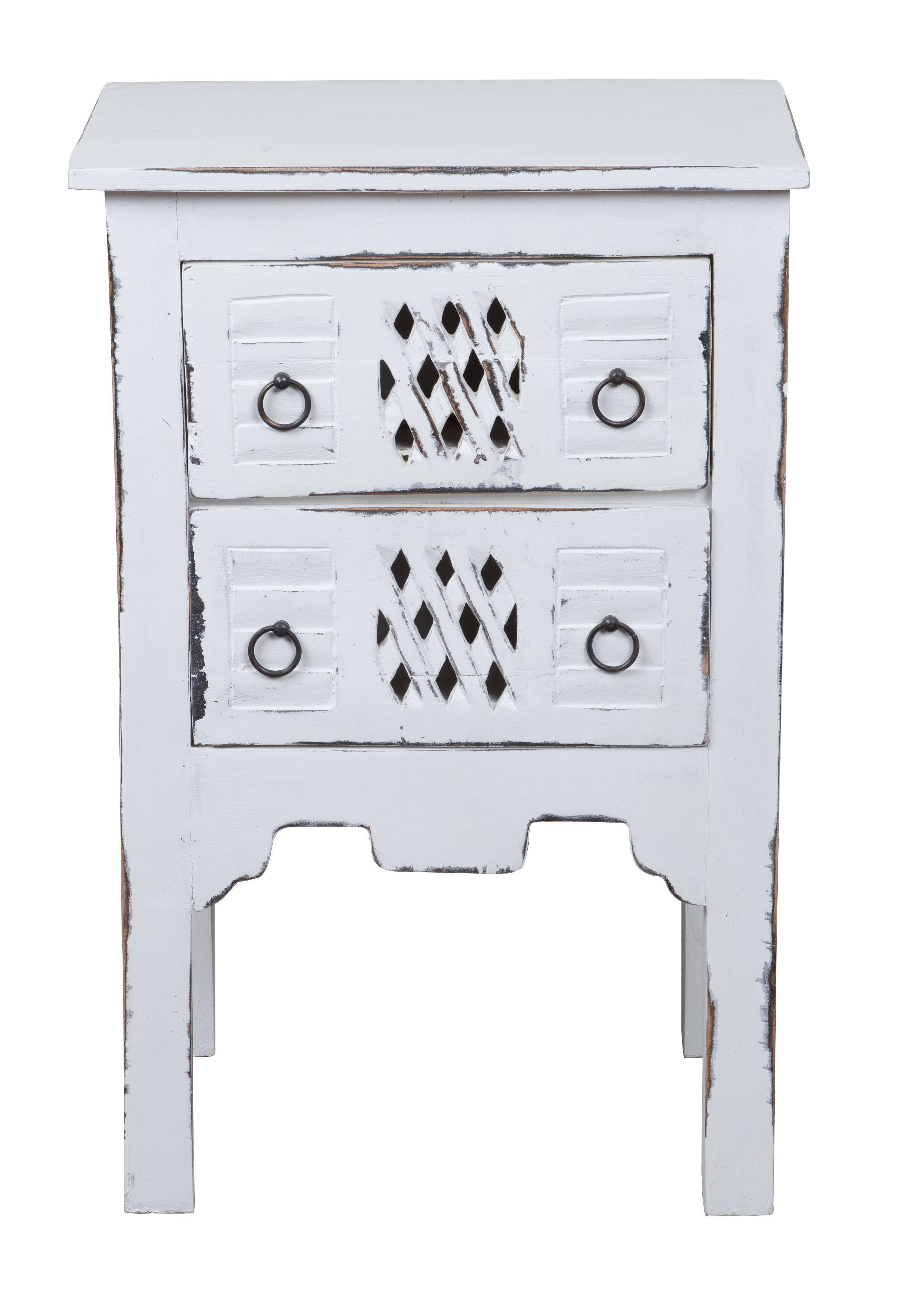 Sunset Trading Shabby Chic Cottage Distressed White End Table