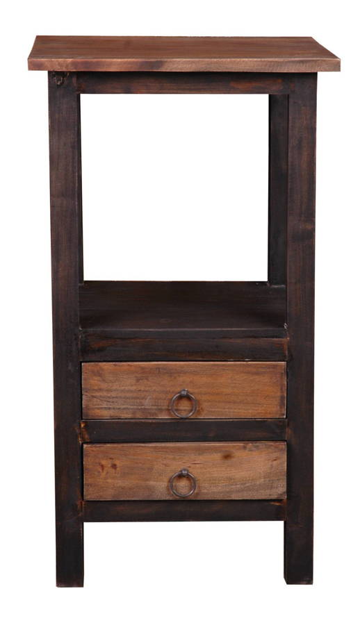 Sunset Trading Shabby Chic Cottage Black Brown Two Drawer End Table