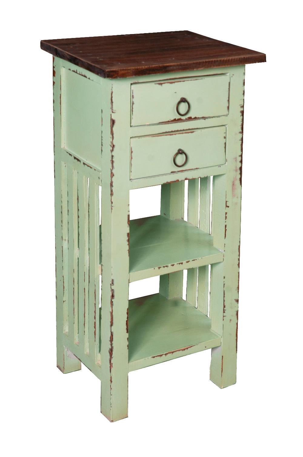 Sunset Trading Shabby Chic Cottage Bahama Blue Brown End Table