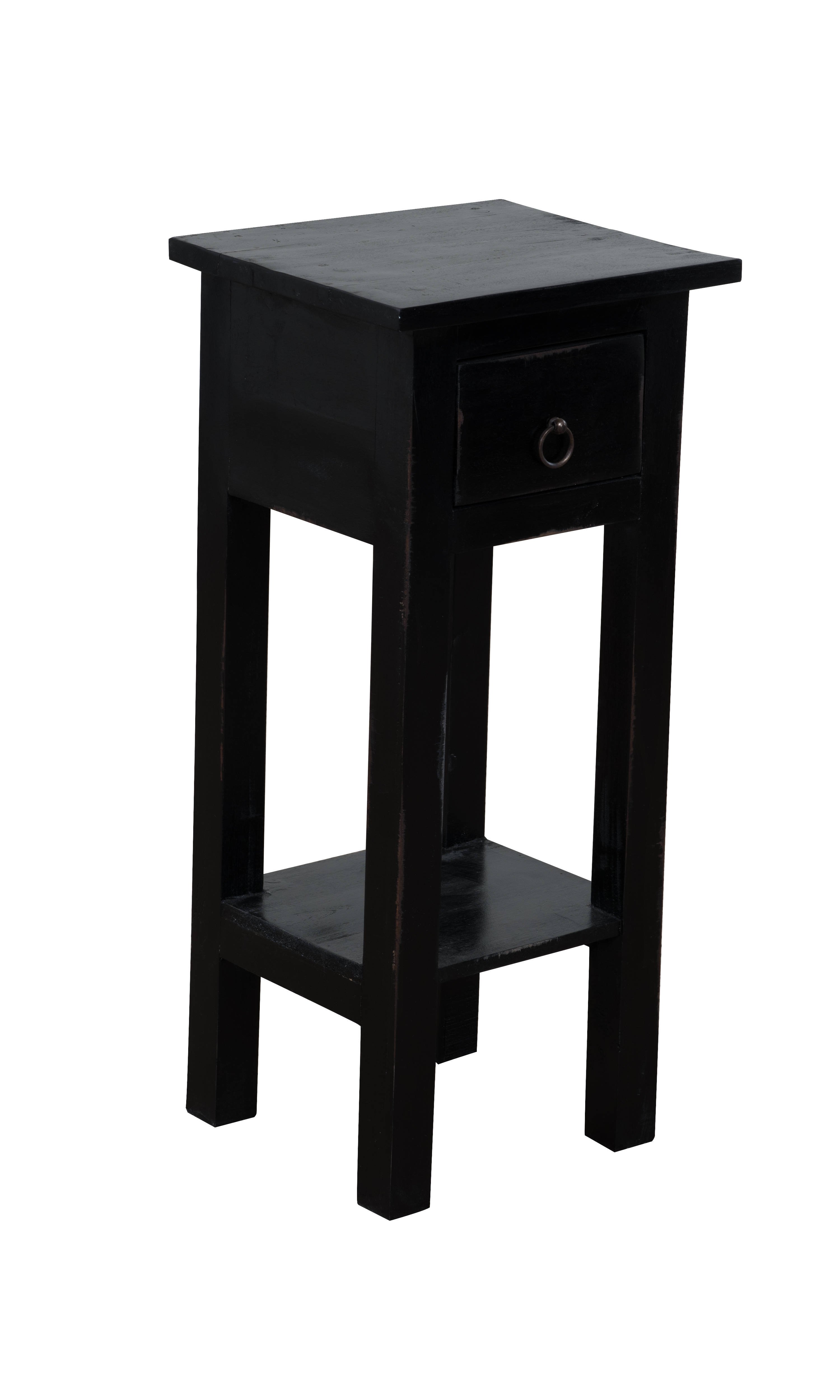 Sunset Trading Shabby Chic Cottage Distressed Black Narrow Side Table