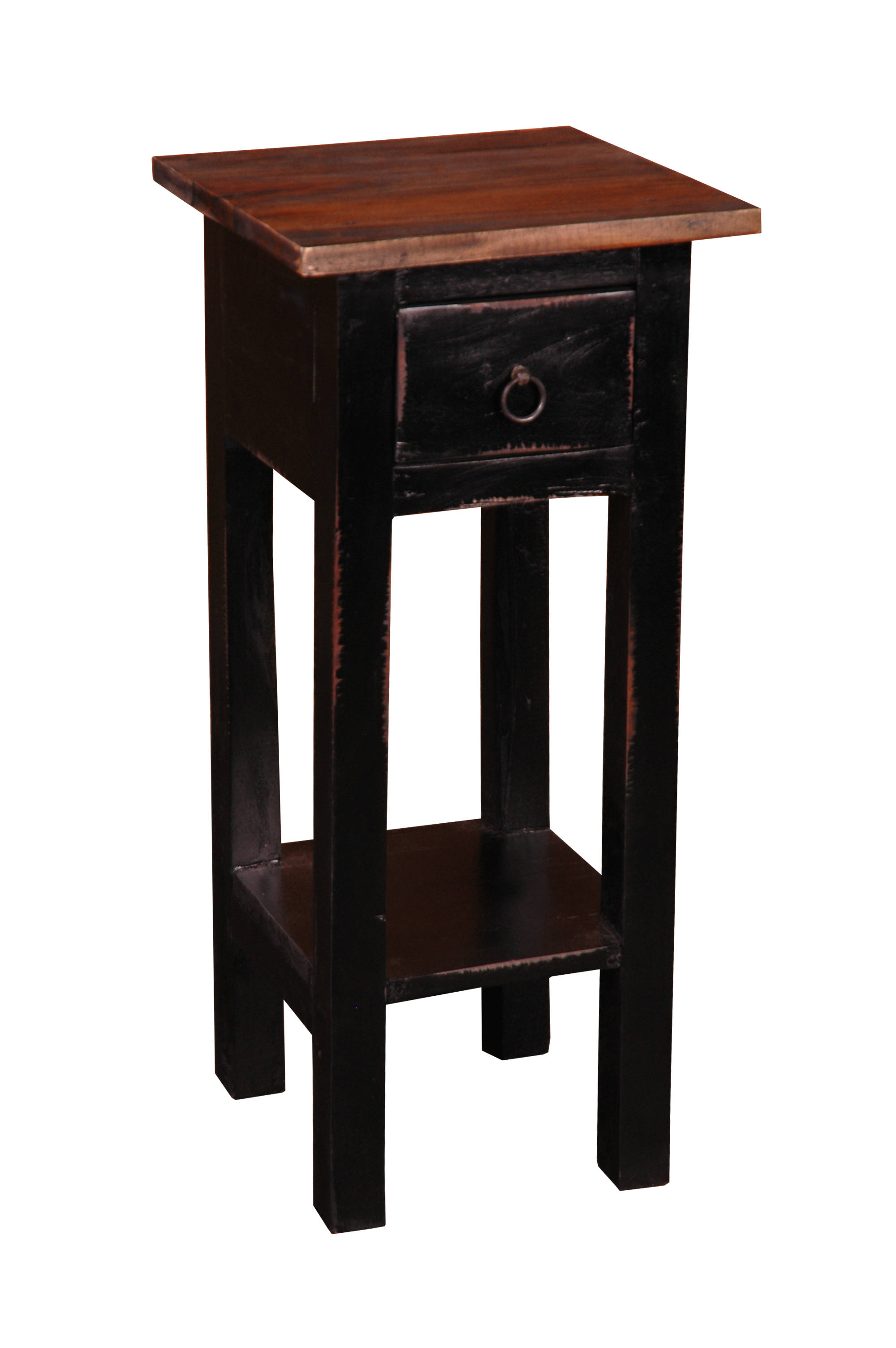 Sunset Trading Shabby Chic Cottage Black Brown Narrow Side Table