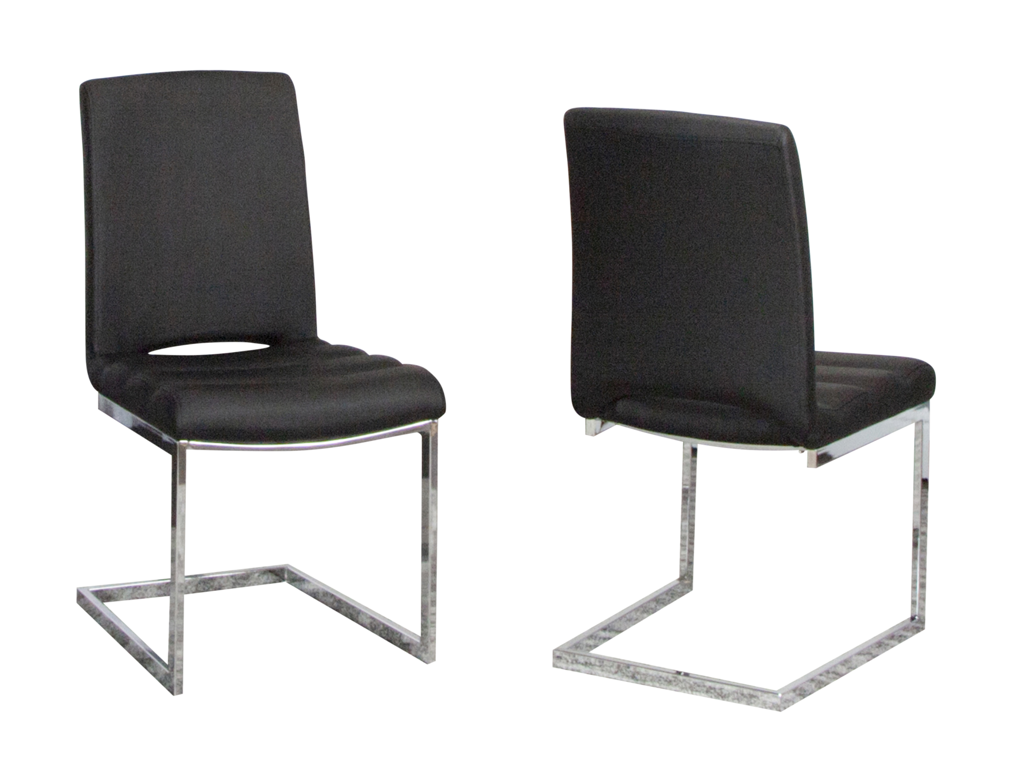 2 Sunset Trading Delta Black Silver Chrome Upholstered Fabric Dining Chairs