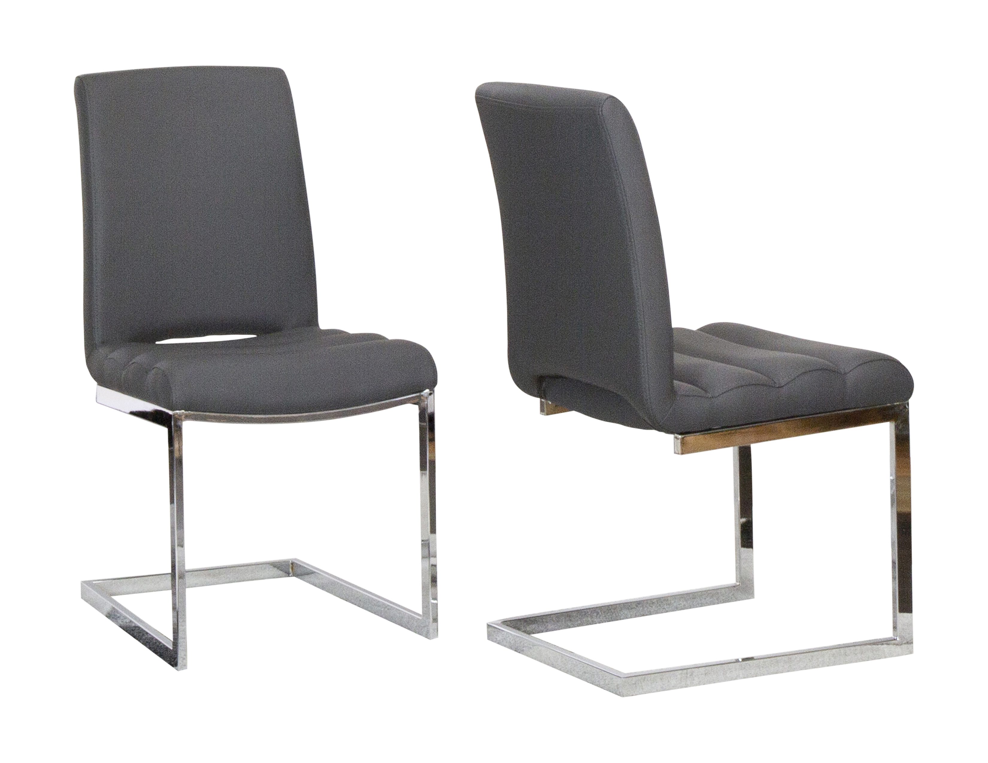 Sunset Trading Delta Dark Gray Silver Chrome Upholstered Fabric Dining Chai...