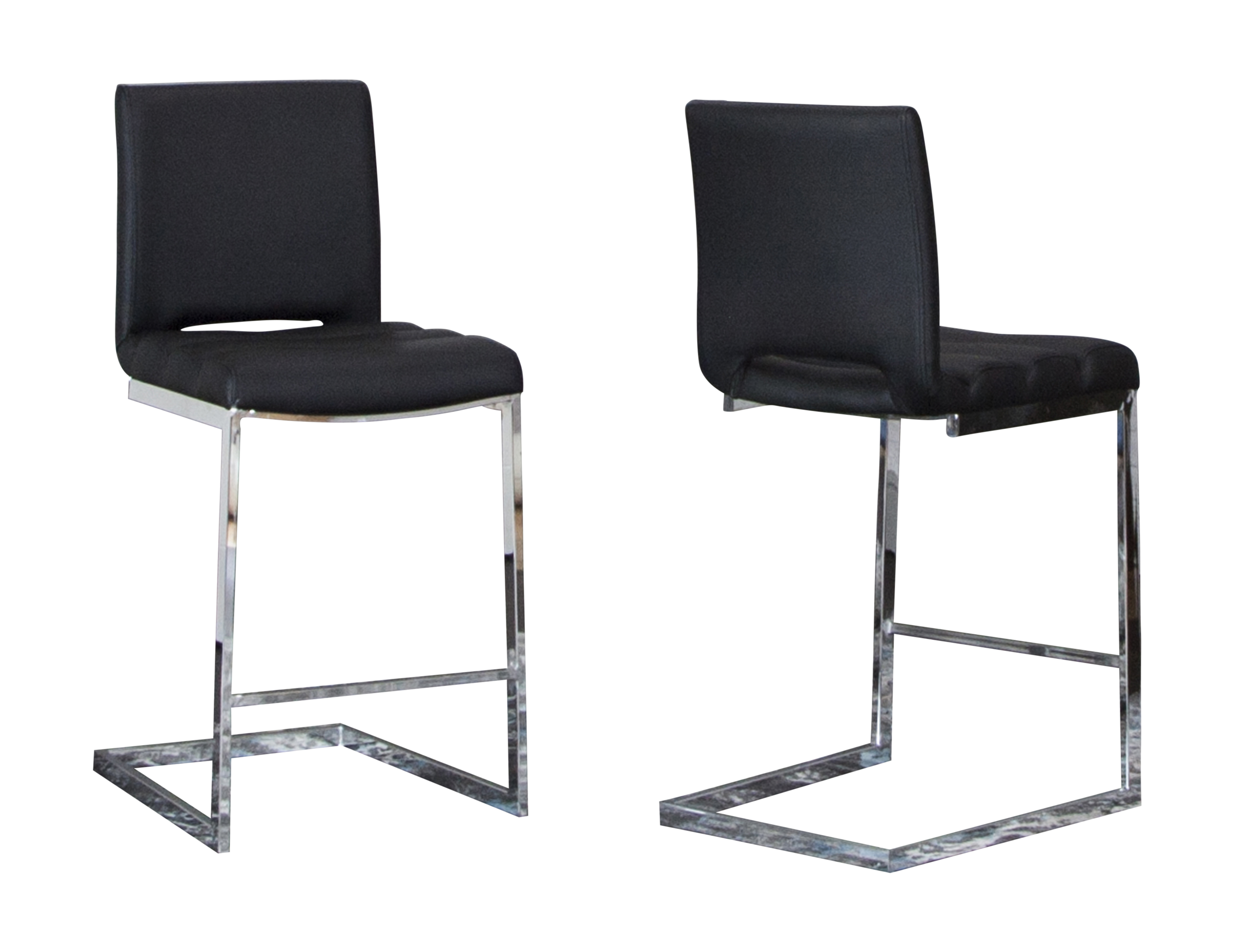 2 Sunset Trading Delta Black Silver Chrome Upholstered Barstools
