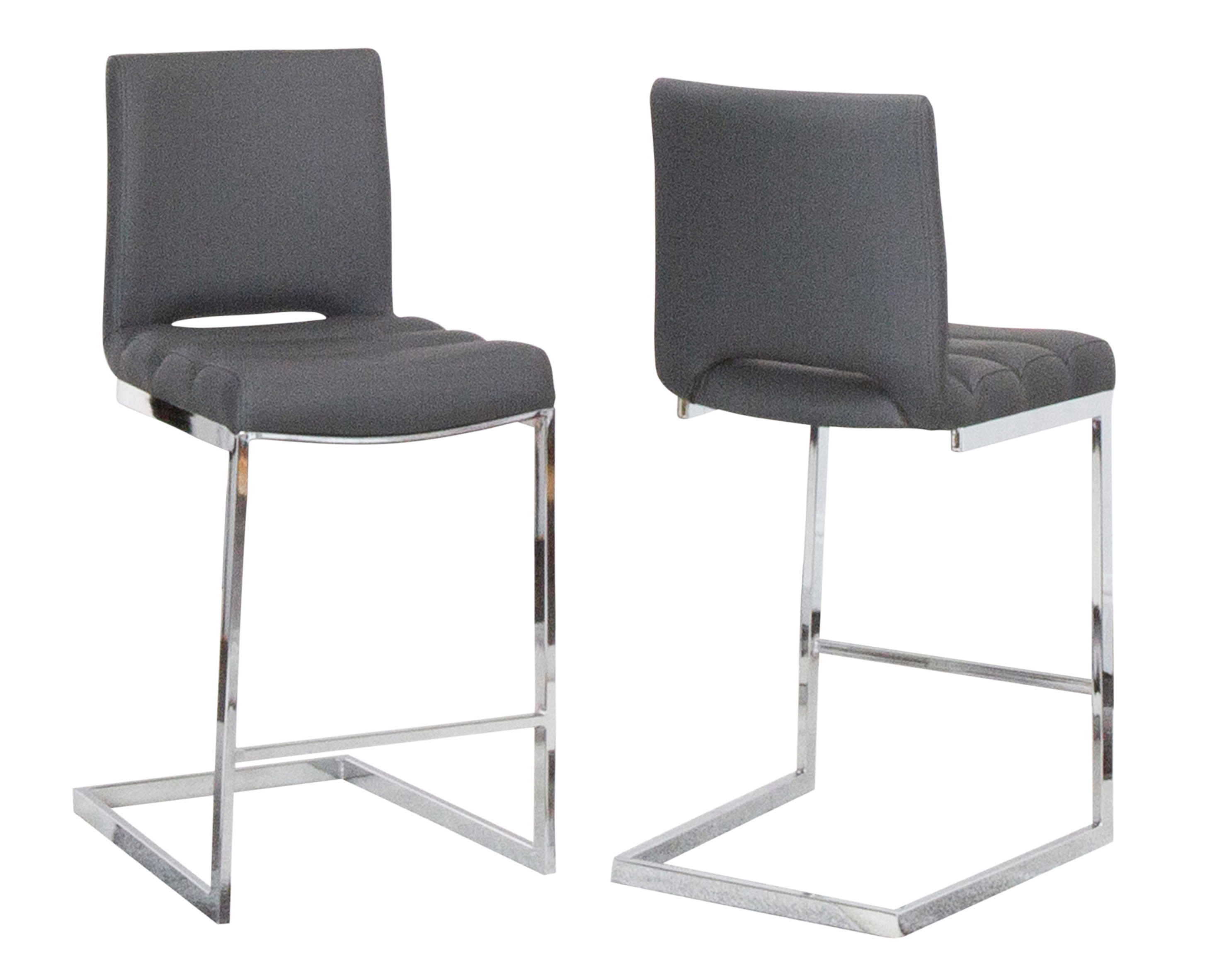2 Sunset Trading Delta Dark Gray Silver Chrome Upholstered Barstools