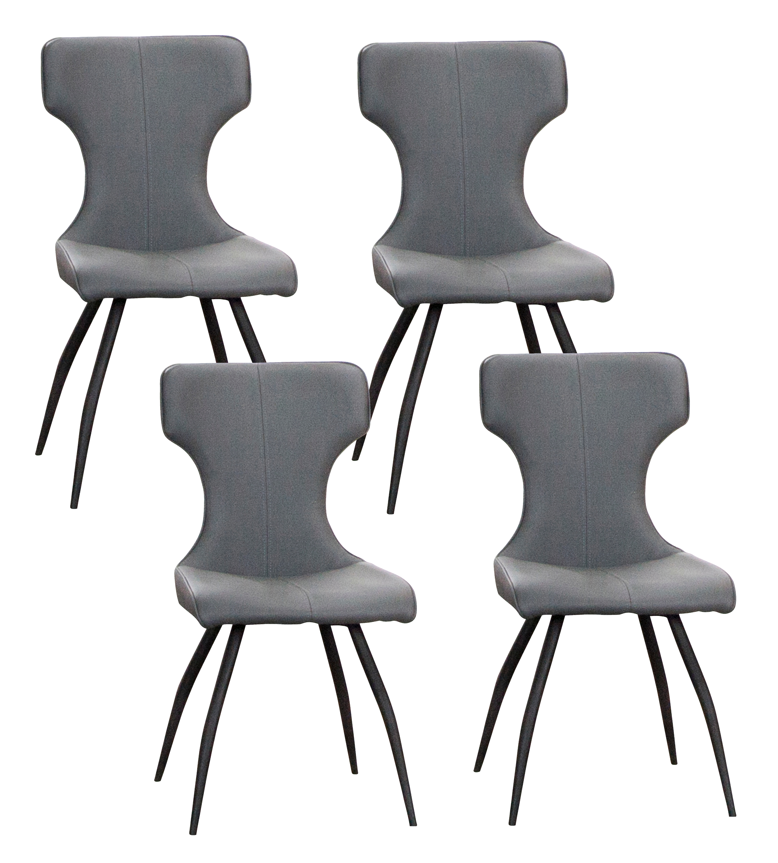 4 Sunset Trading Echo Charcoal Gray Matte Black Upholstered Dining Chairs