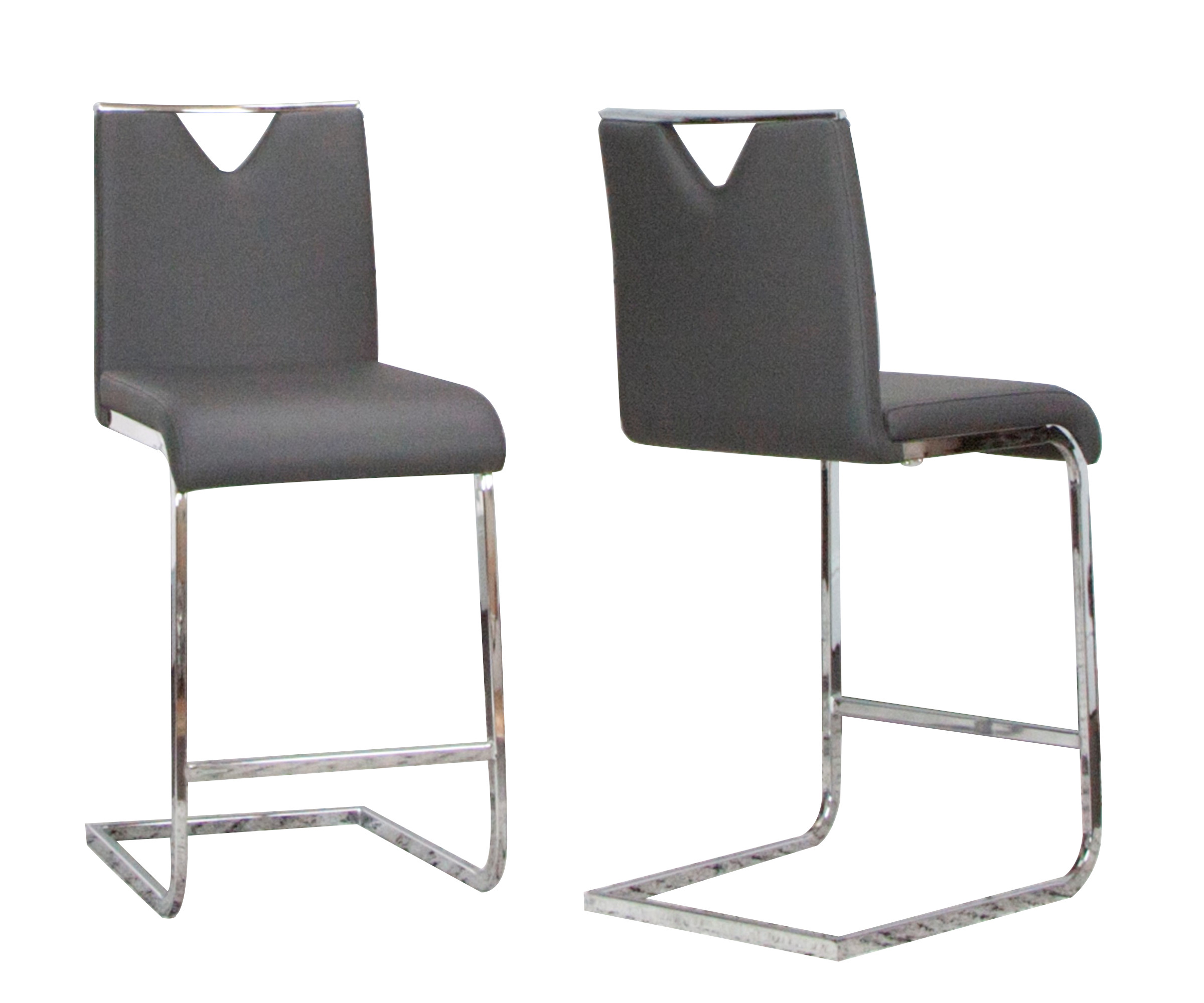 2 Sunset Trading Doral Charcoal Grey Silver Chrome Upholstered Barstools