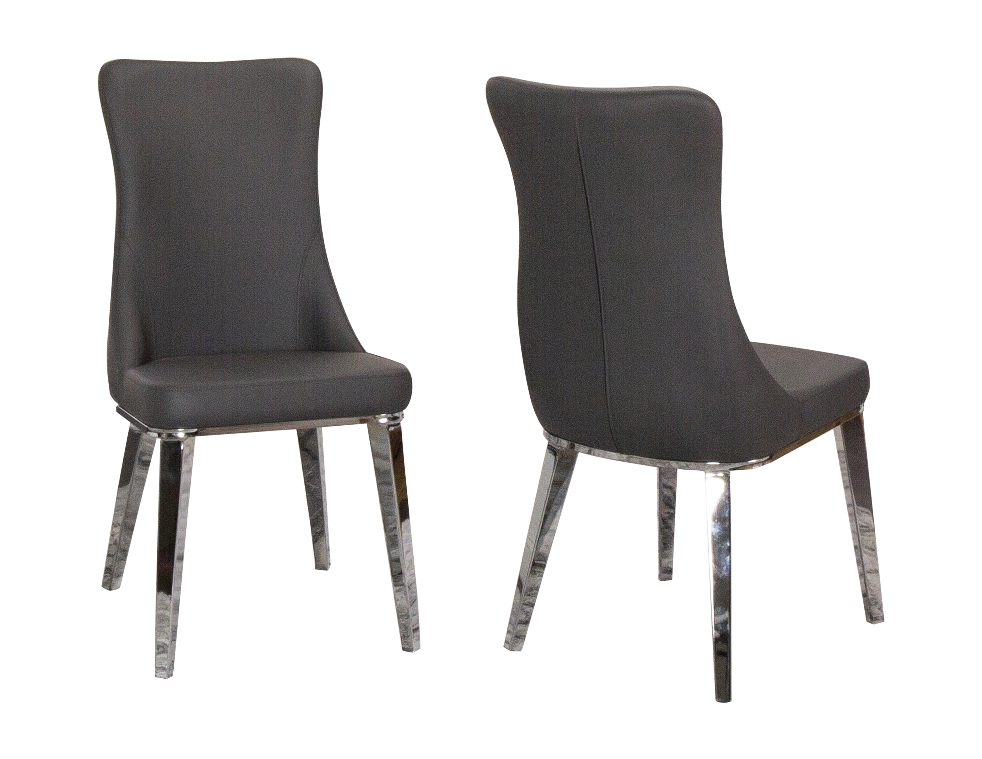 2 Sunset Trading Luna Charcoal Grey Silver Chrome Dining Chairs