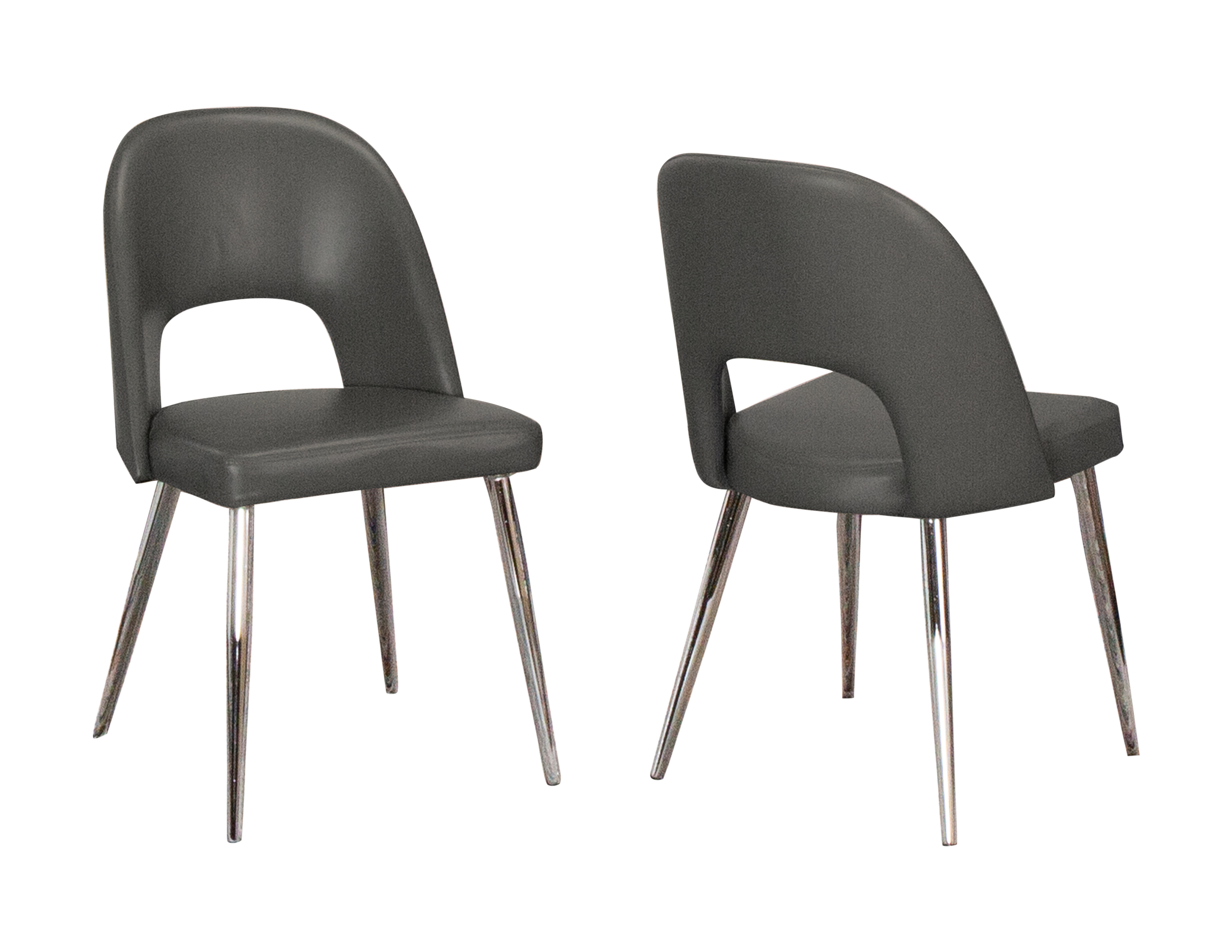 2 Sunset Trading Mia Charcoal Grey Silver Chrome Dining Chairs