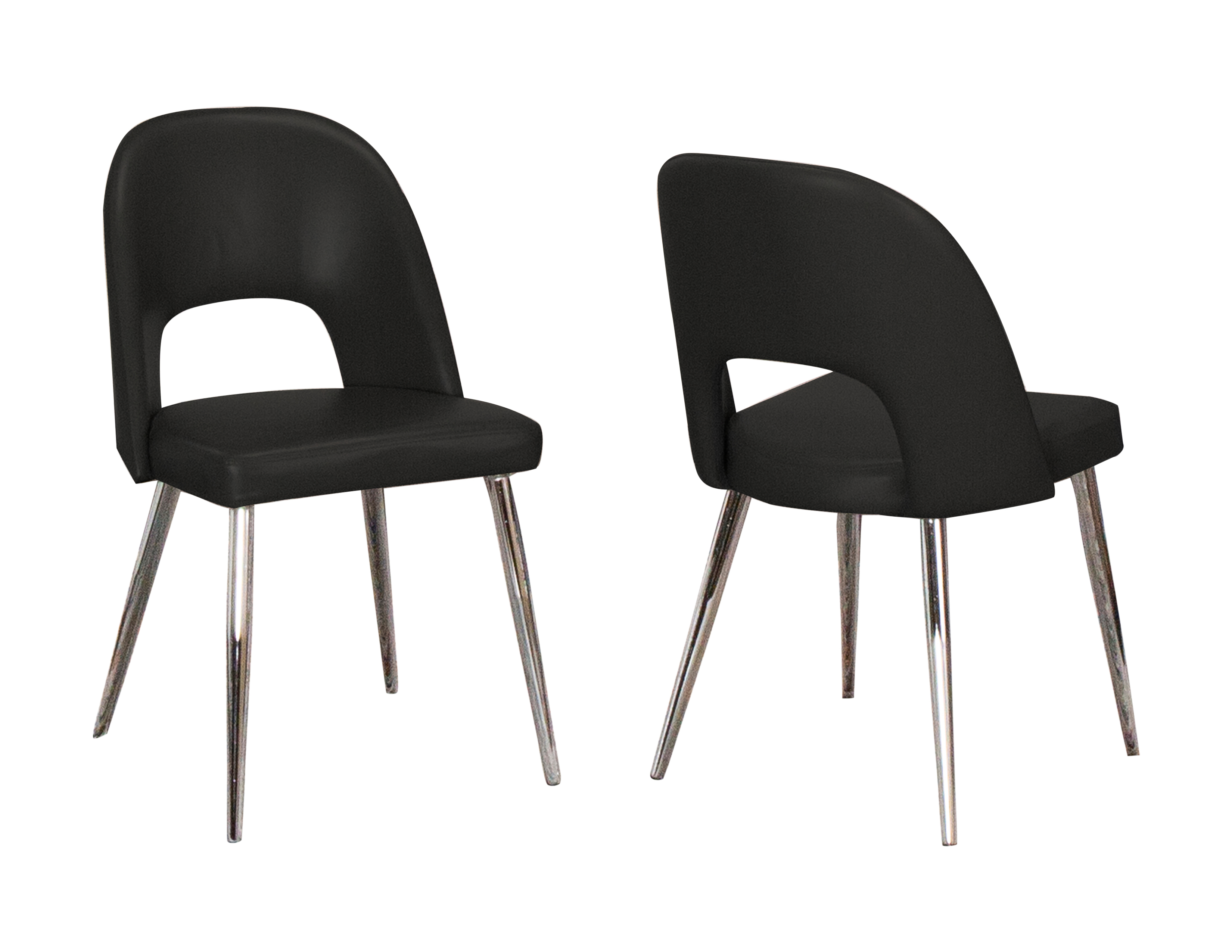 2 Sunset Trading Mia Black Silver Chrome Dining Chairs