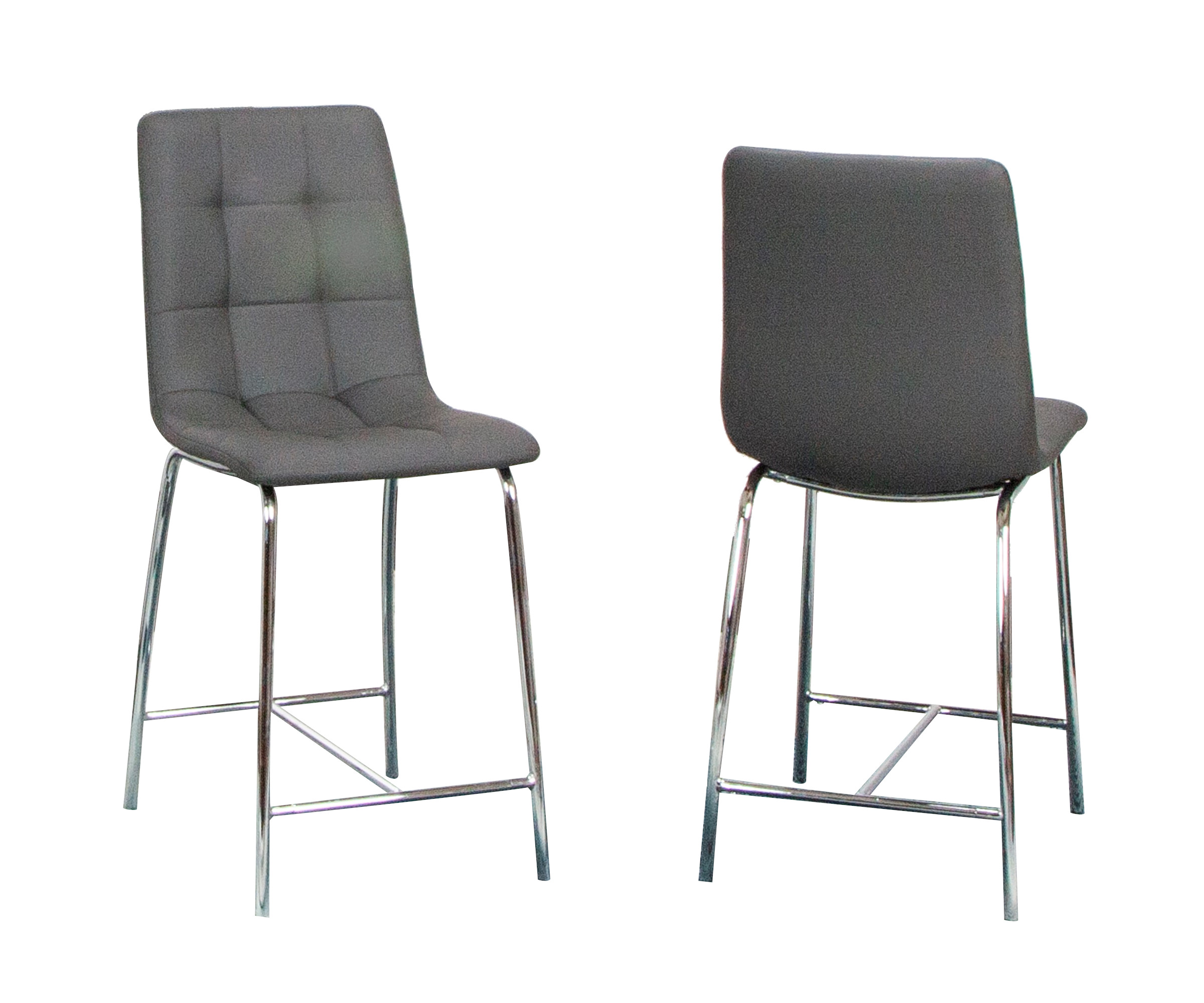 2 Sunset Trading Nia Charcoal Grey Silver Chrome Barstools