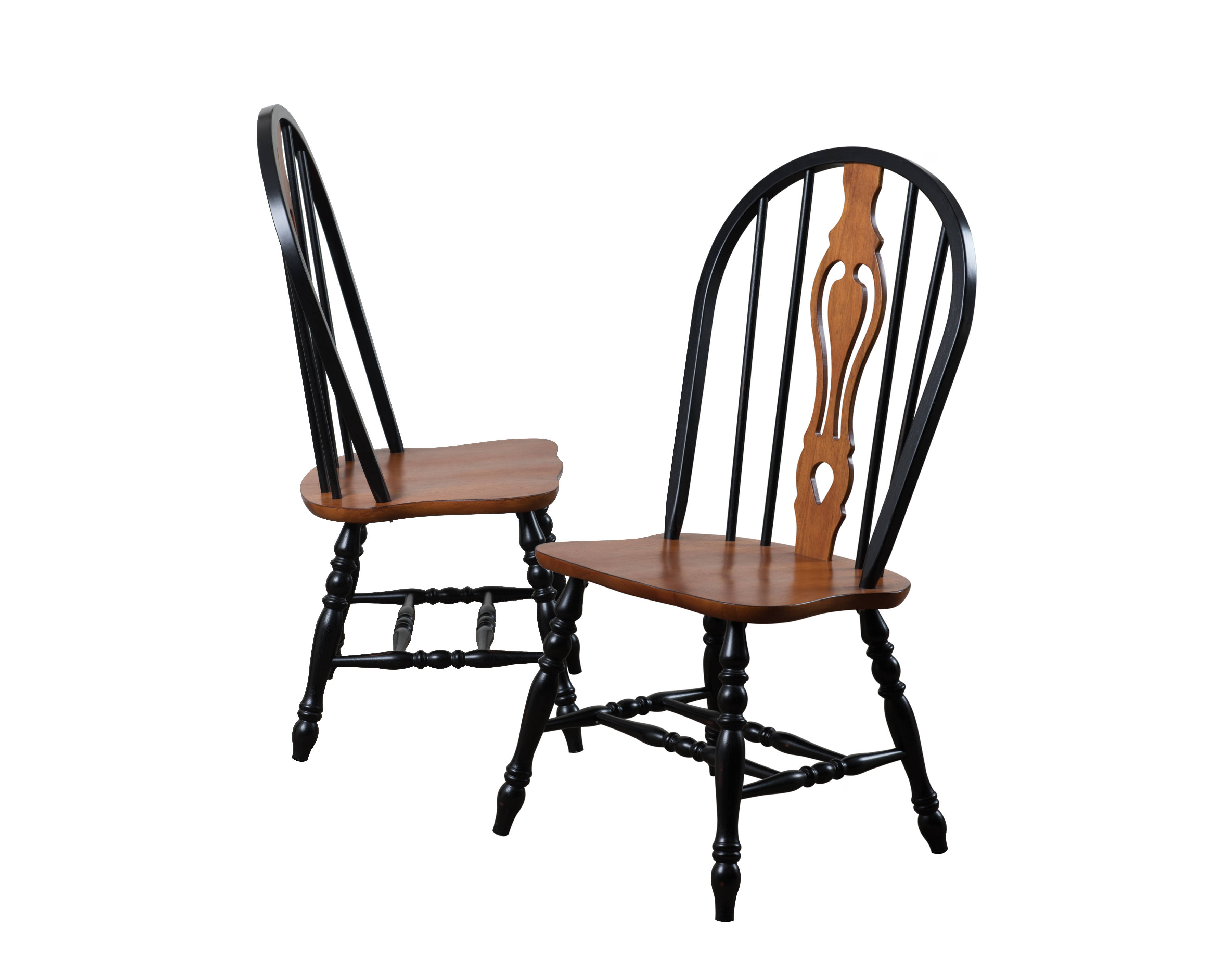 2 Sunset Trading Antique Black Cherry Keyhole Dining Chairs