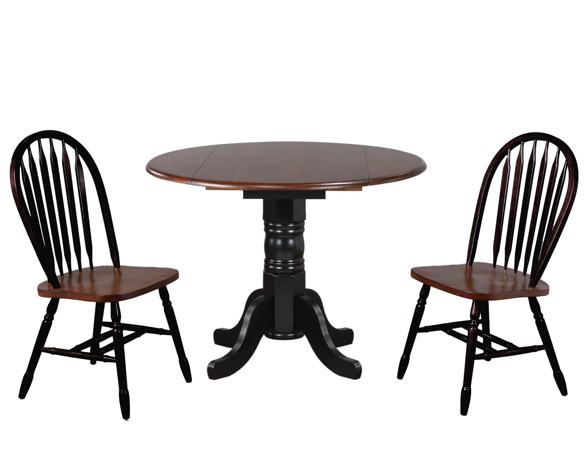 Sunset Trading Antique Black Cherry Chestnut Brown 3pc Round Dining Room Se...